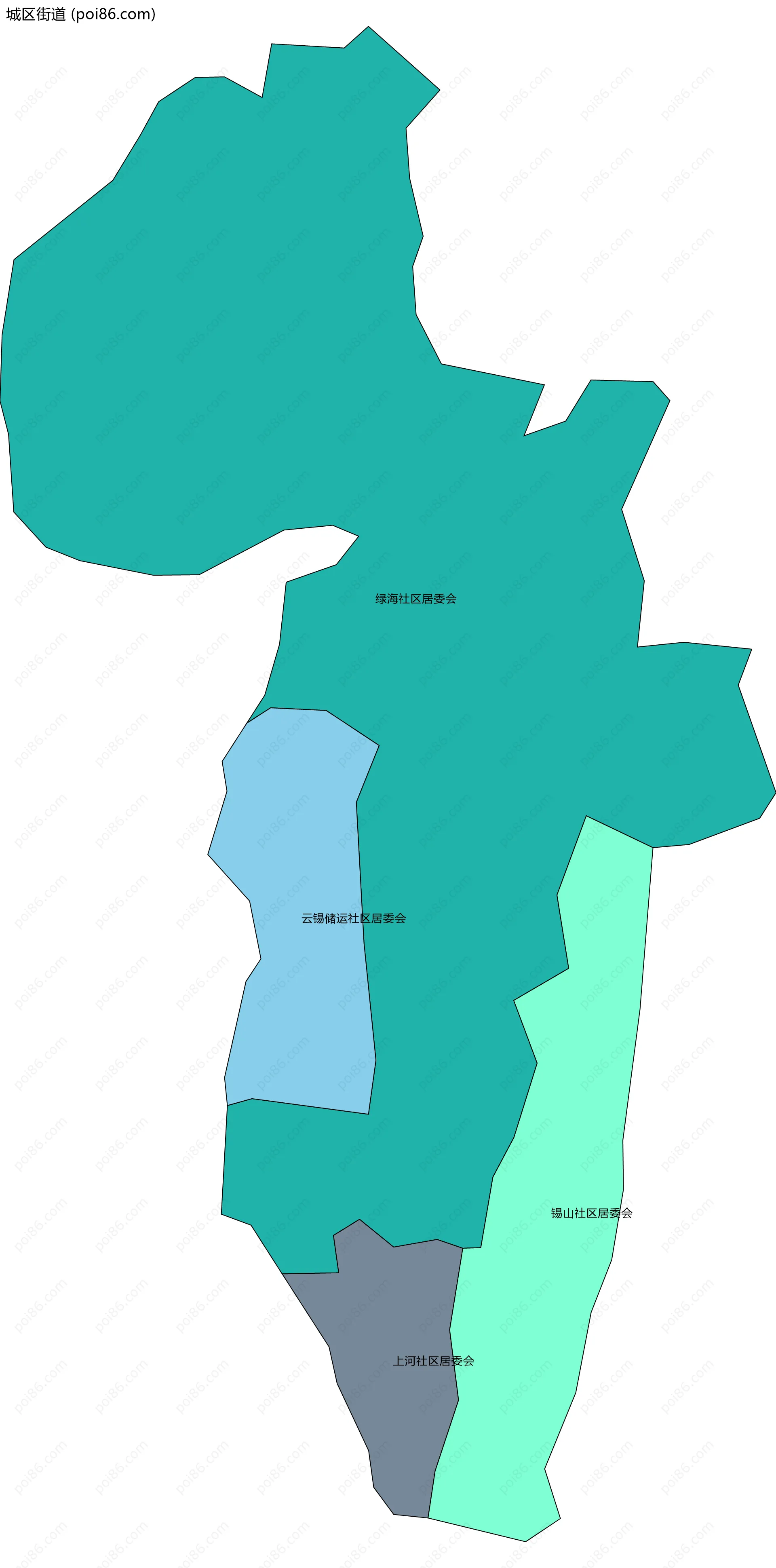 城区街道边界地图(五级行政区划)
