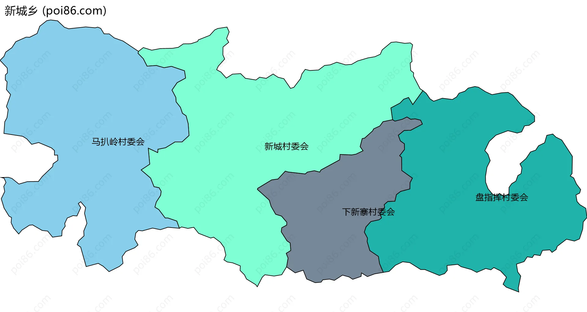 新城乡边界地图(五级行政区划)