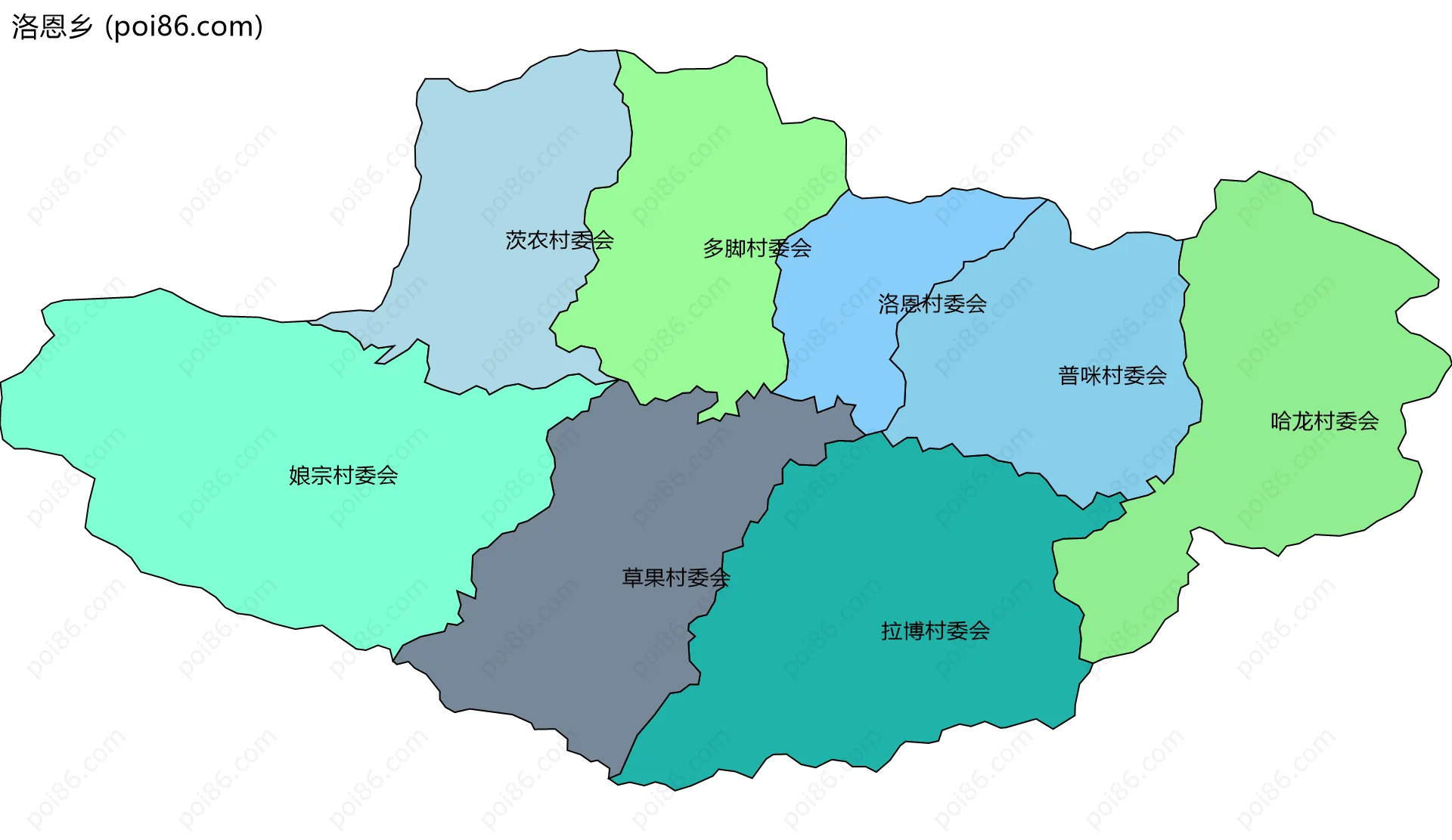 洛恩乡边界地图(五级行政区划)