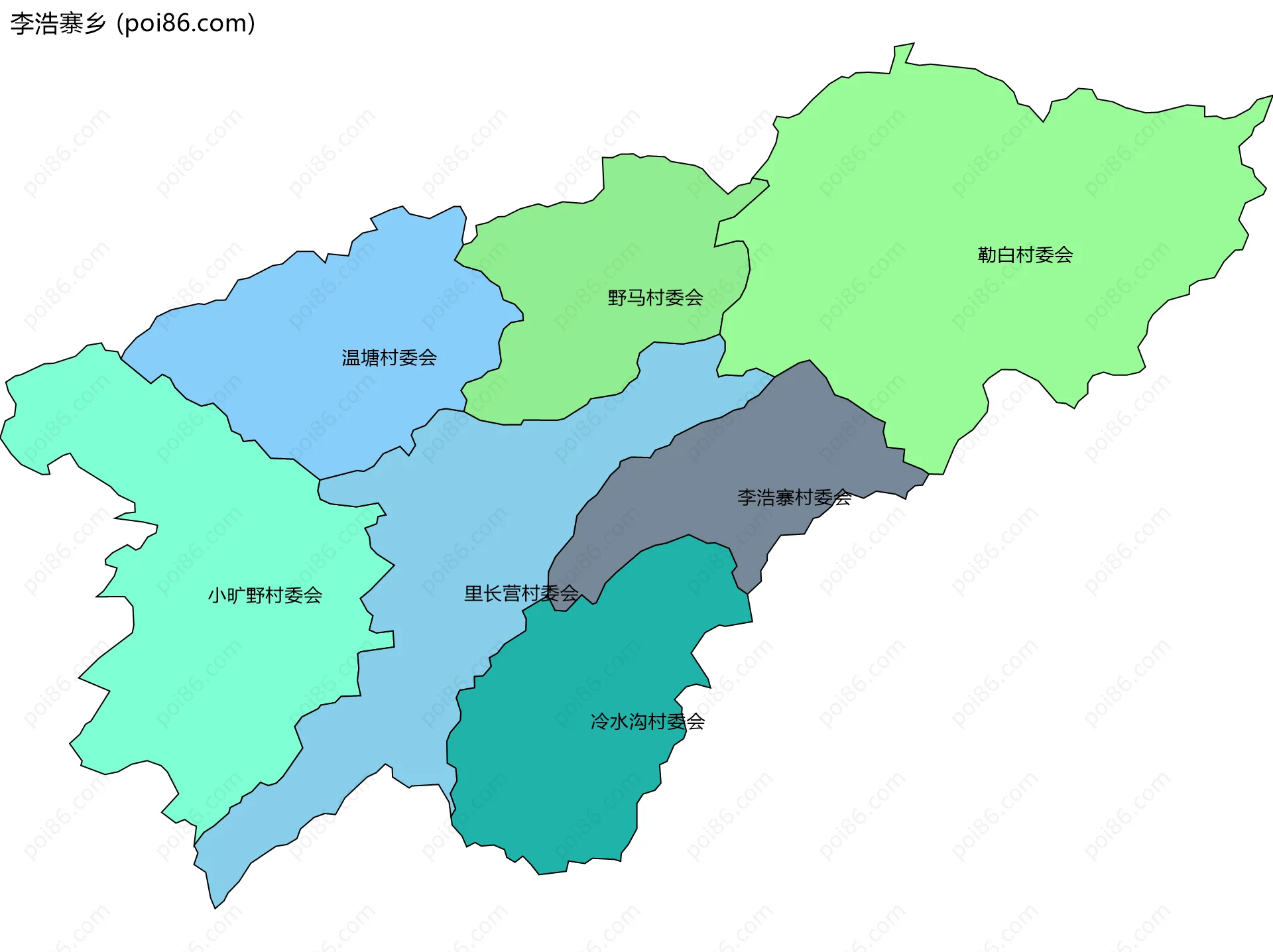 李浩寨乡边界地图(五级行政区划)