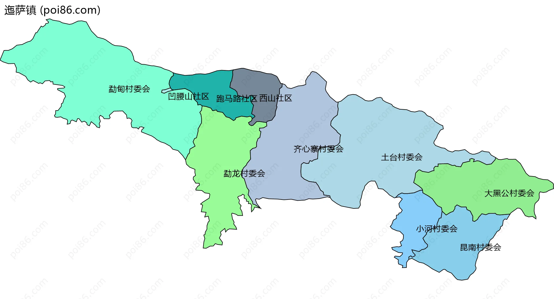 迤萨镇边界地图(五级行政区划)