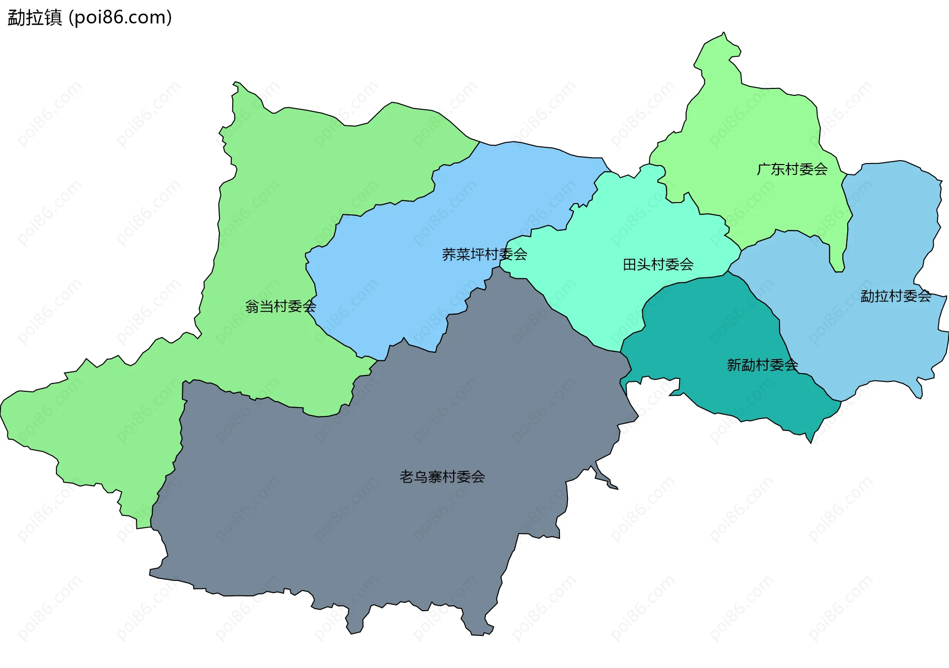 勐拉镇边界地图(五级行政区划)