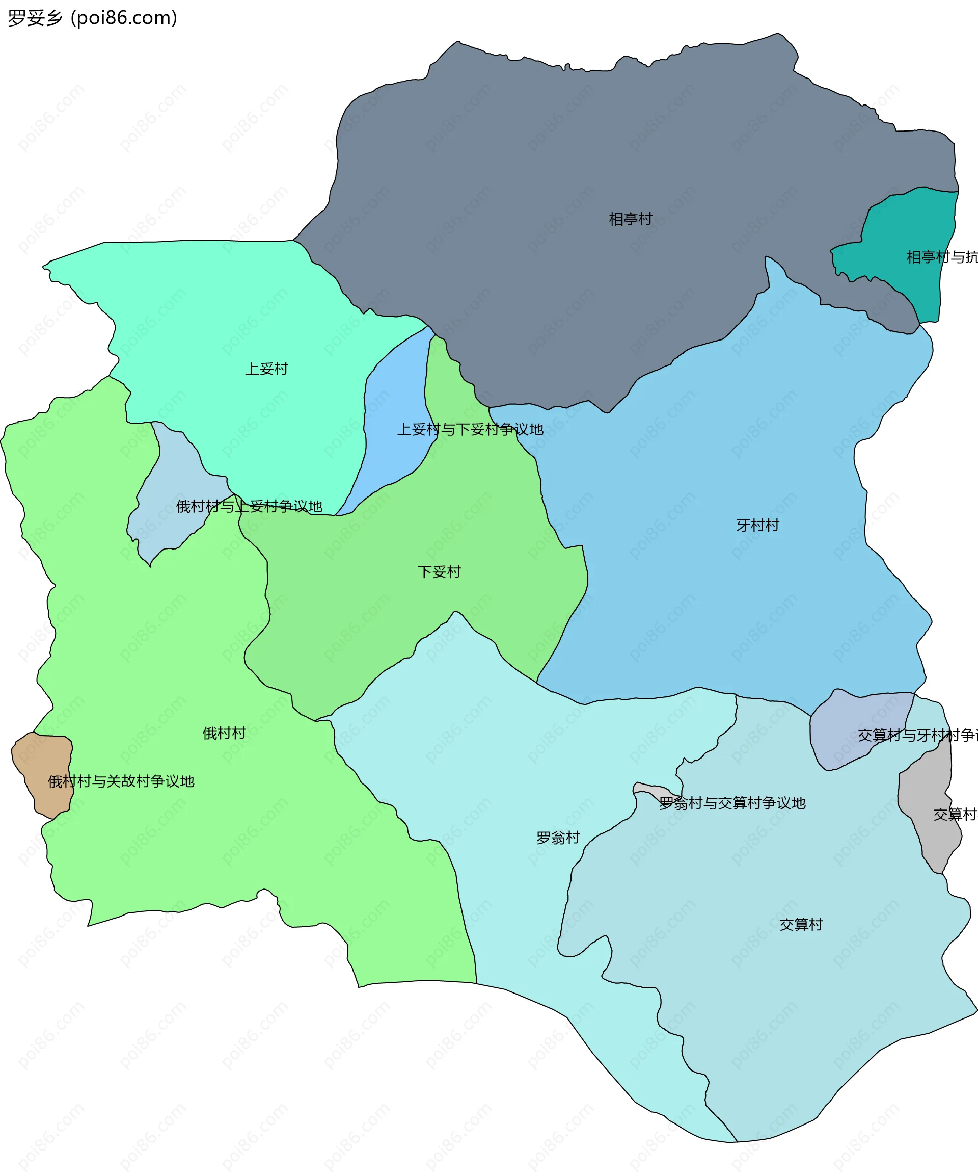 罗妥乡边界地图(五级行政区划)
