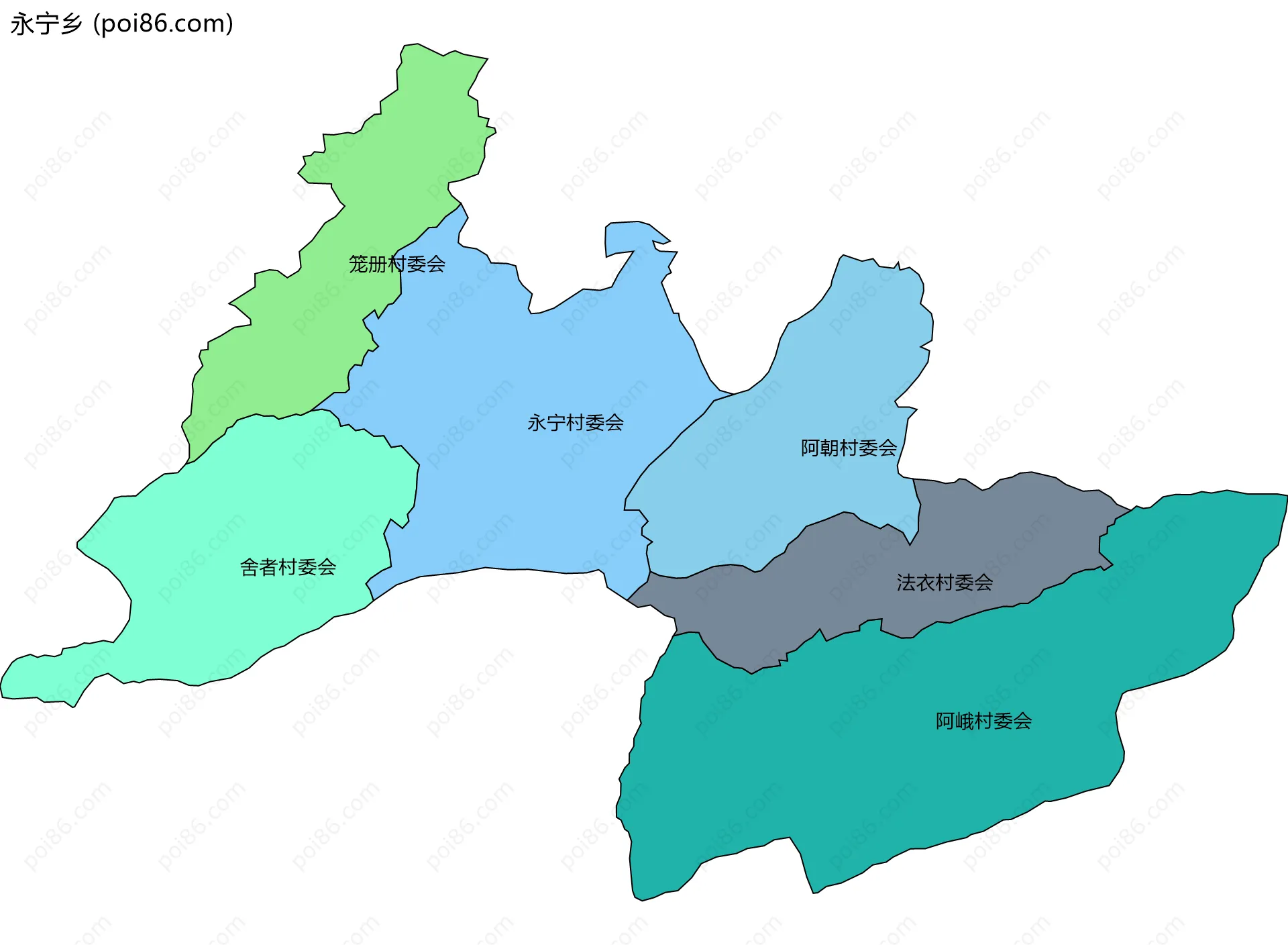 永宁乡边界地图(五级行政区划)
