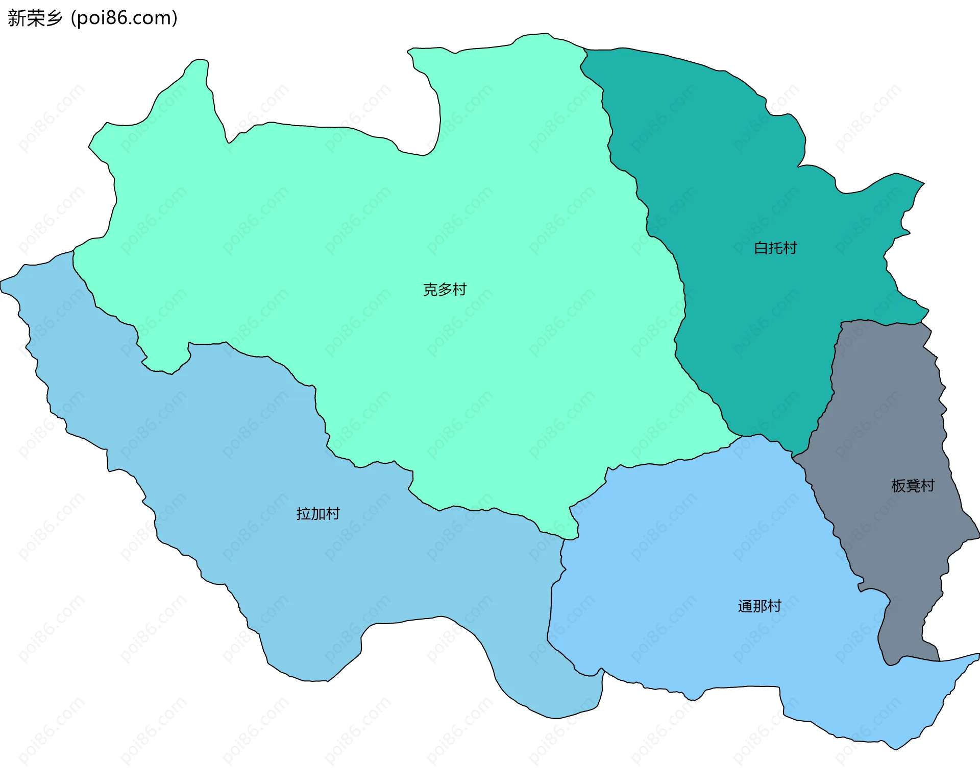 新荣乡边界地图(五级行政区划)