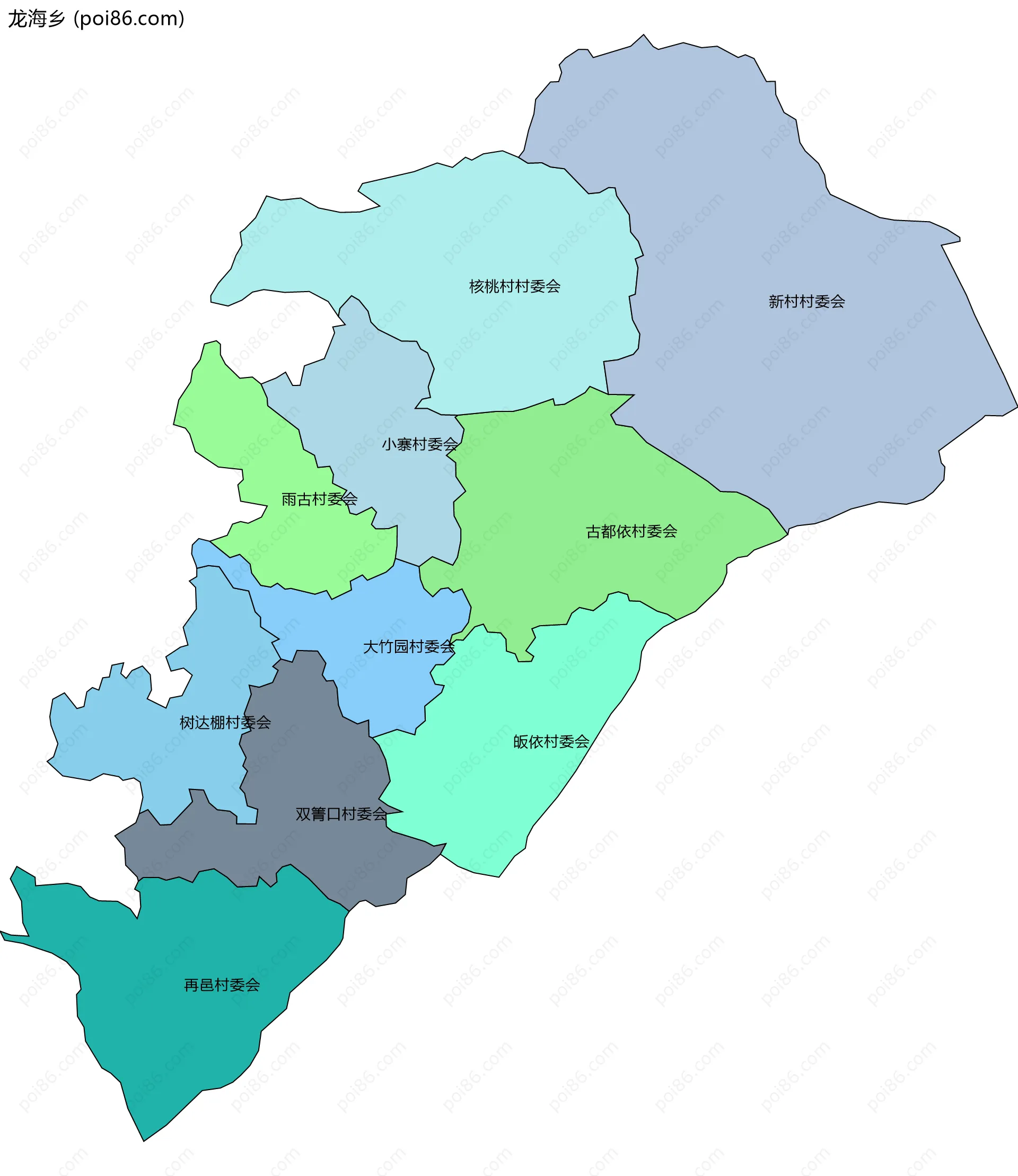龙海乡边界地图(五级行政区划)