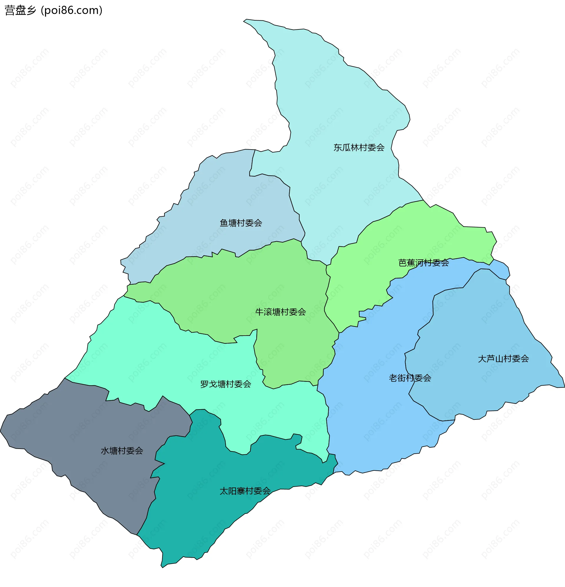 营盘乡边界地图(五级行政区划)