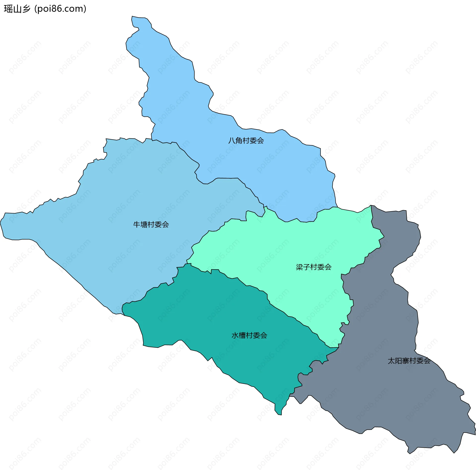 瑶山乡边界地图(五级行政区划)
