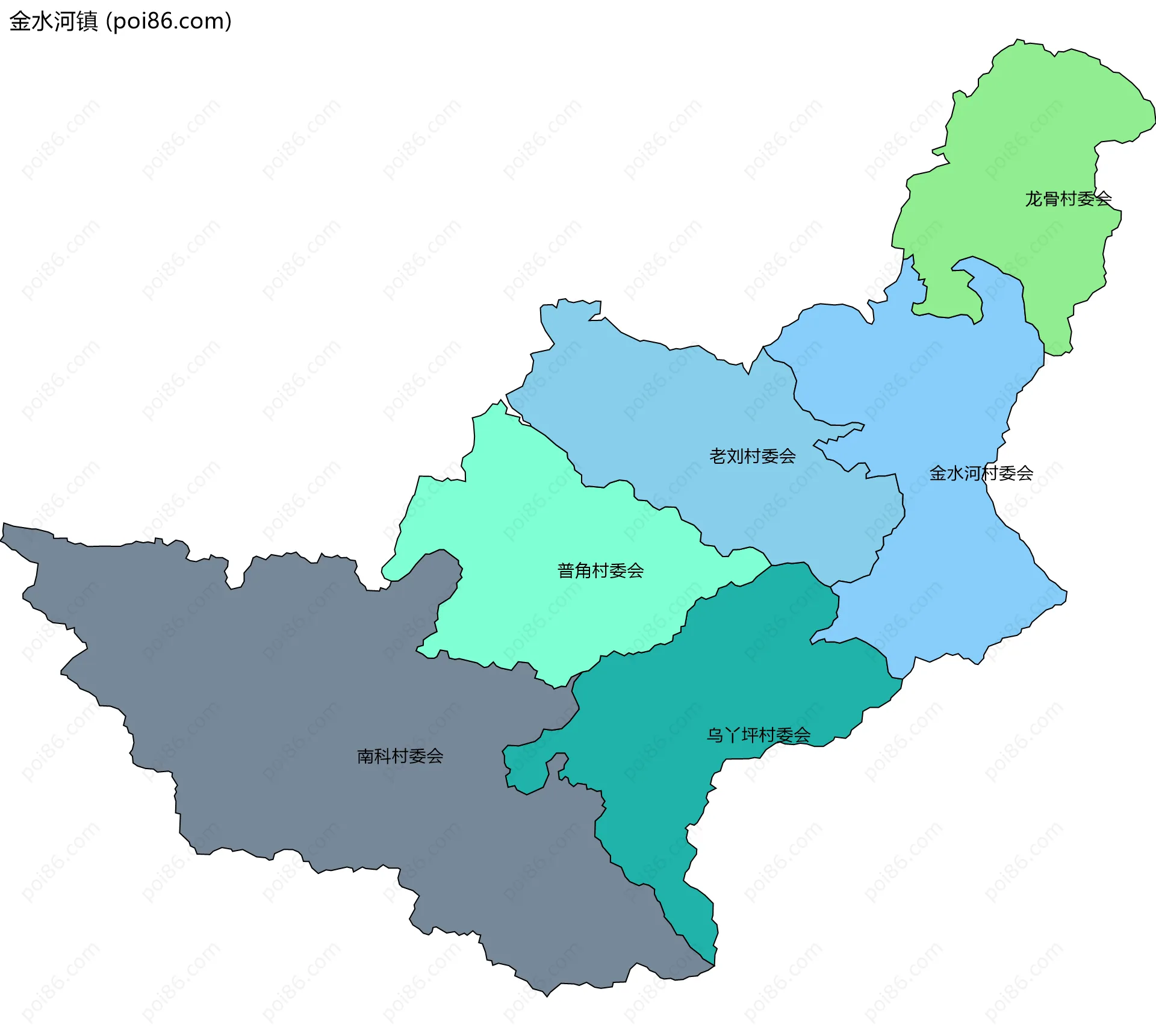 金水河镇边界地图(五级行政区划)
