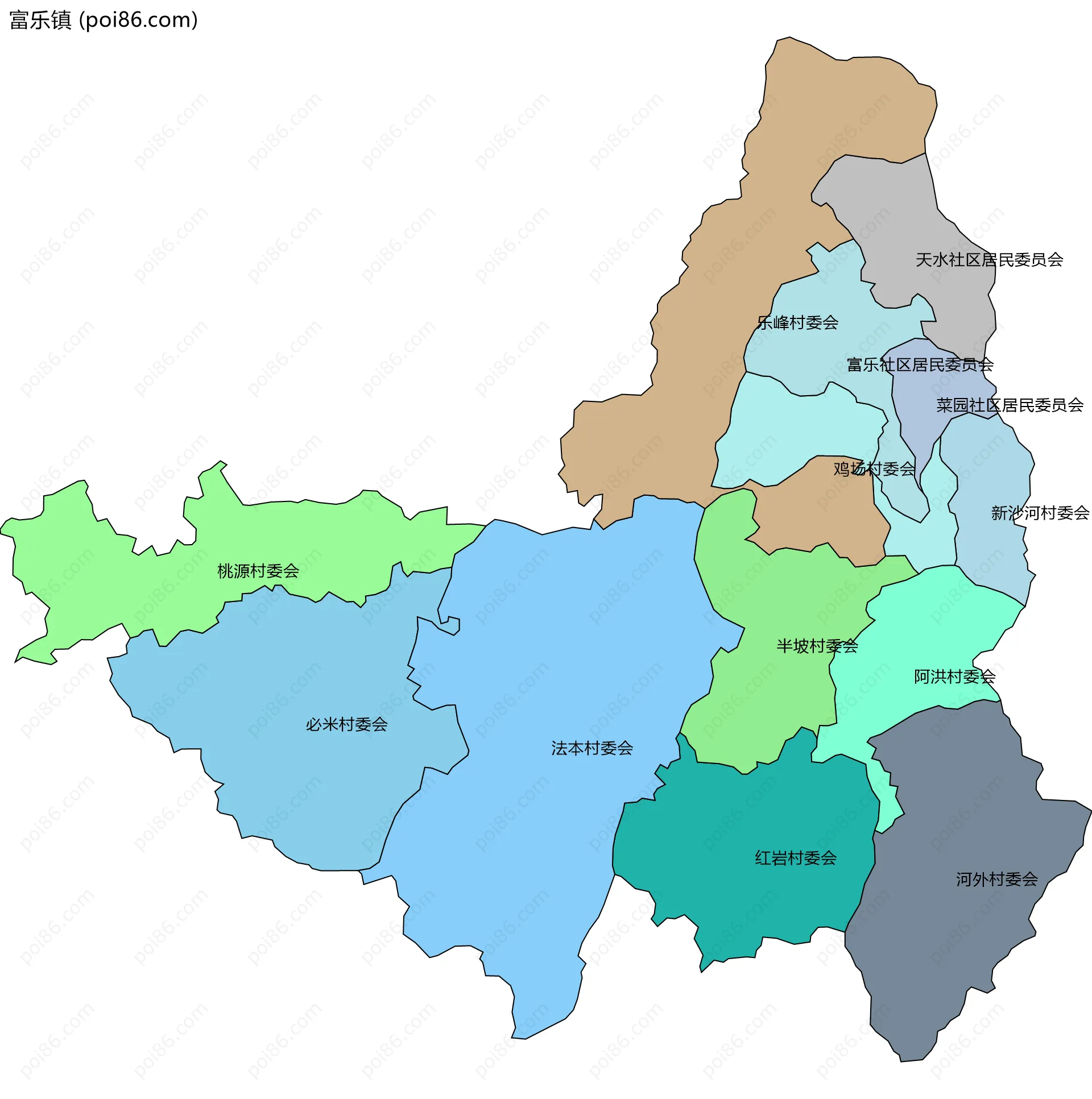 富乐镇边界地图(五级行政区划)