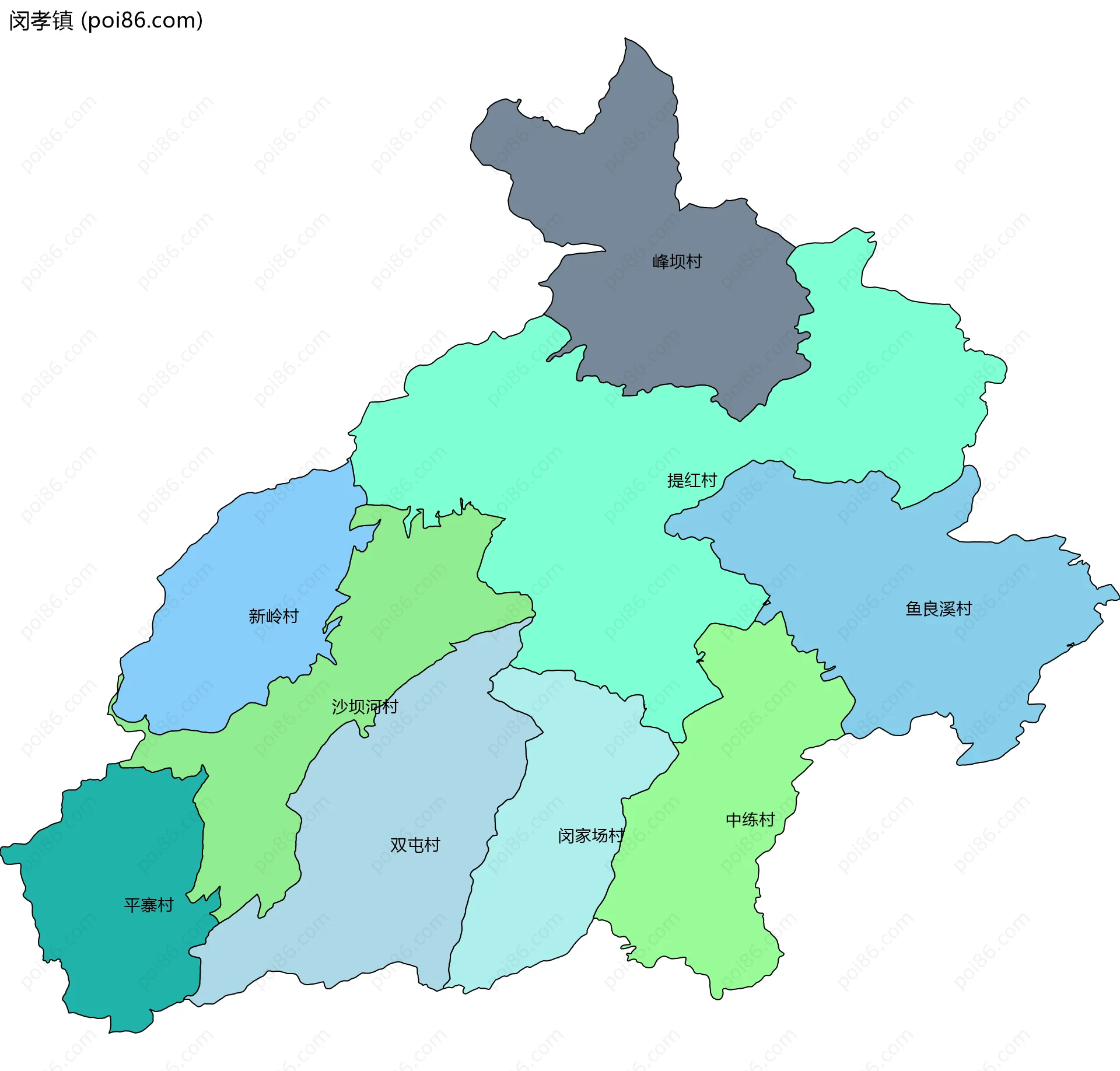闵孝镇边界地图(五级行政区划)