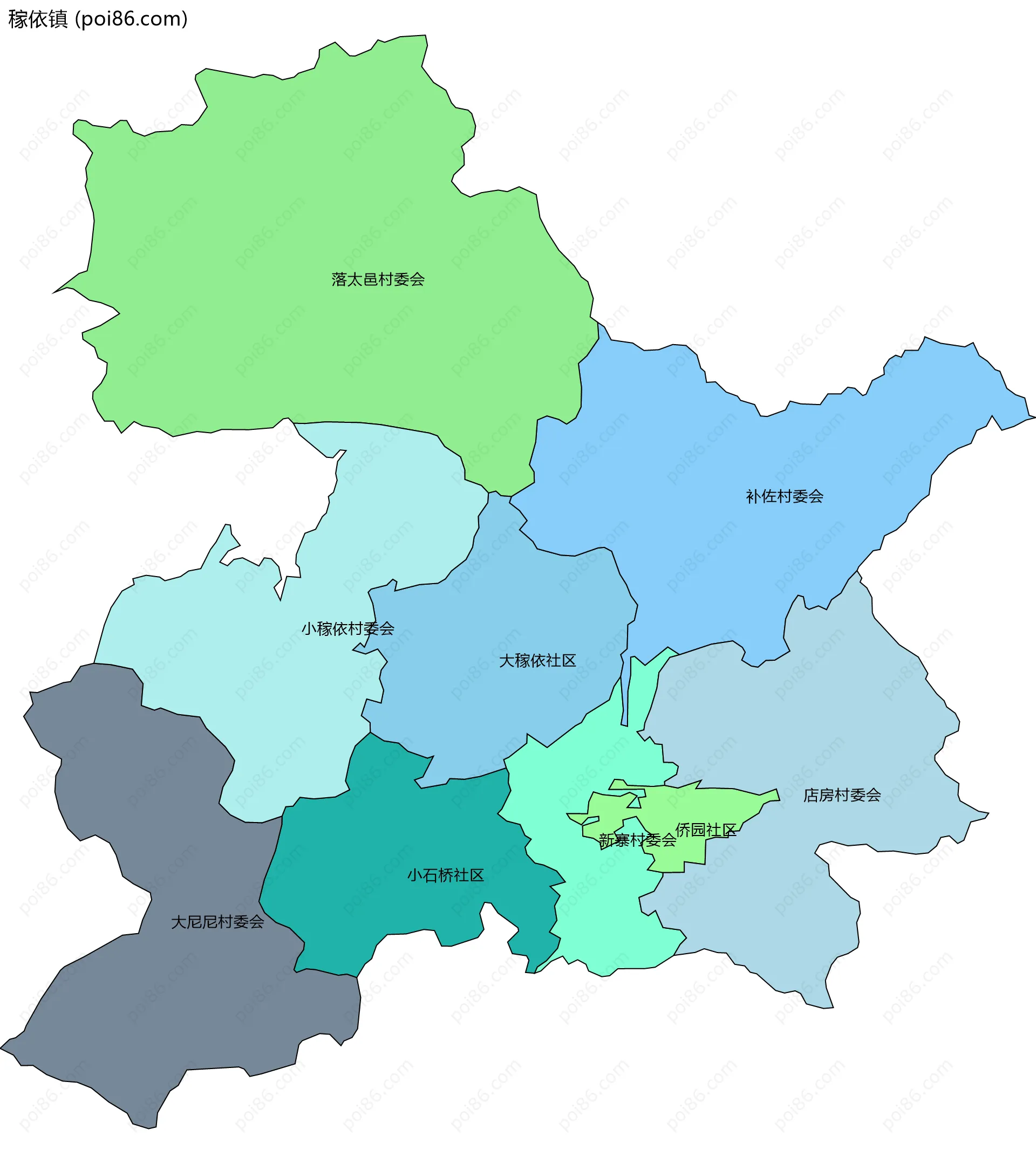 稼依镇边界地图(五级行政区划)
