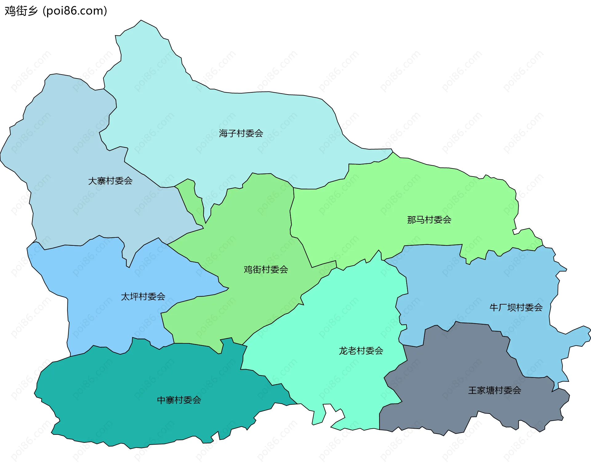鸡街乡边界地图(五级行政区划)