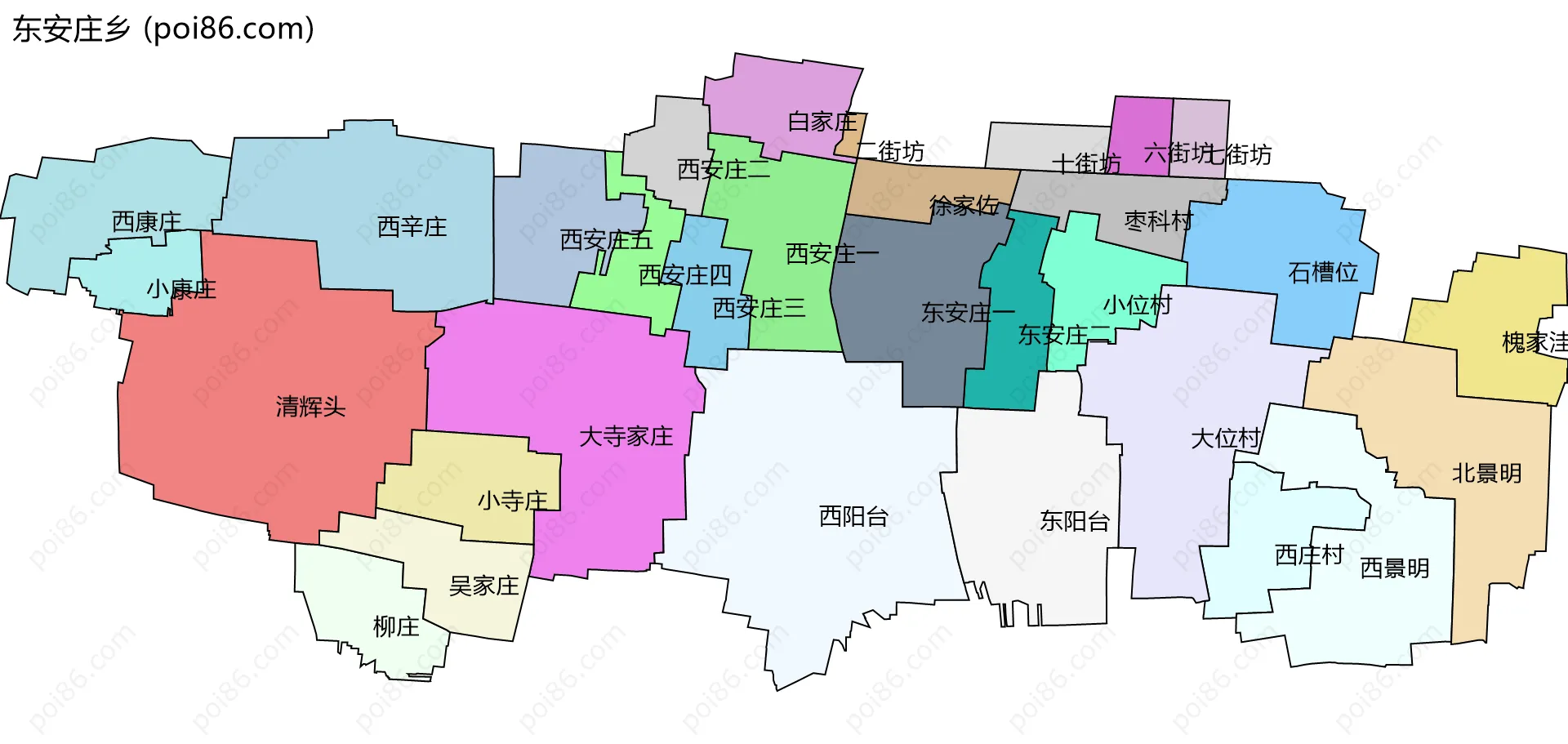 东安庄乡边界地图(五级行政区划)