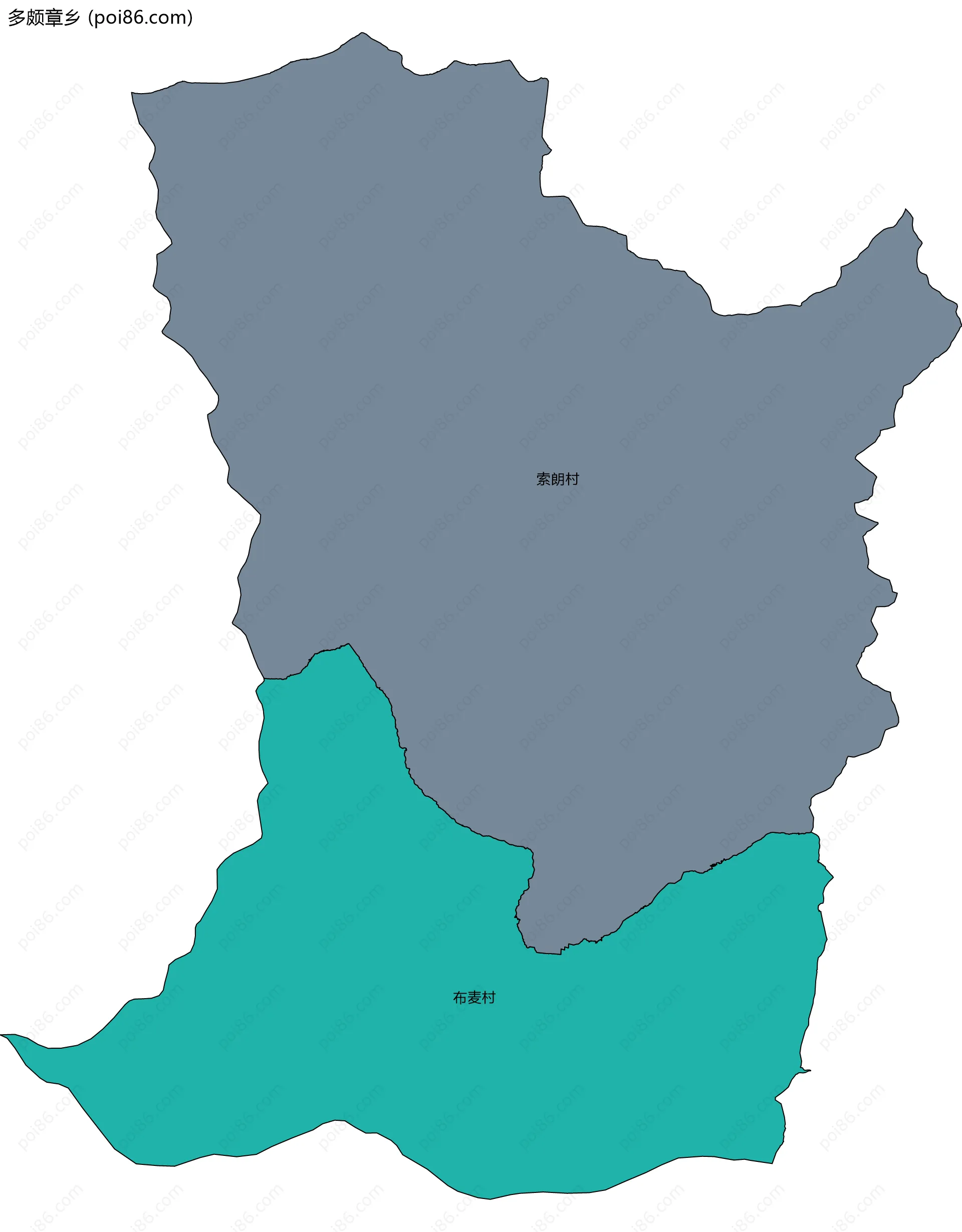 多颇章乡边界地图(五级行政区划)