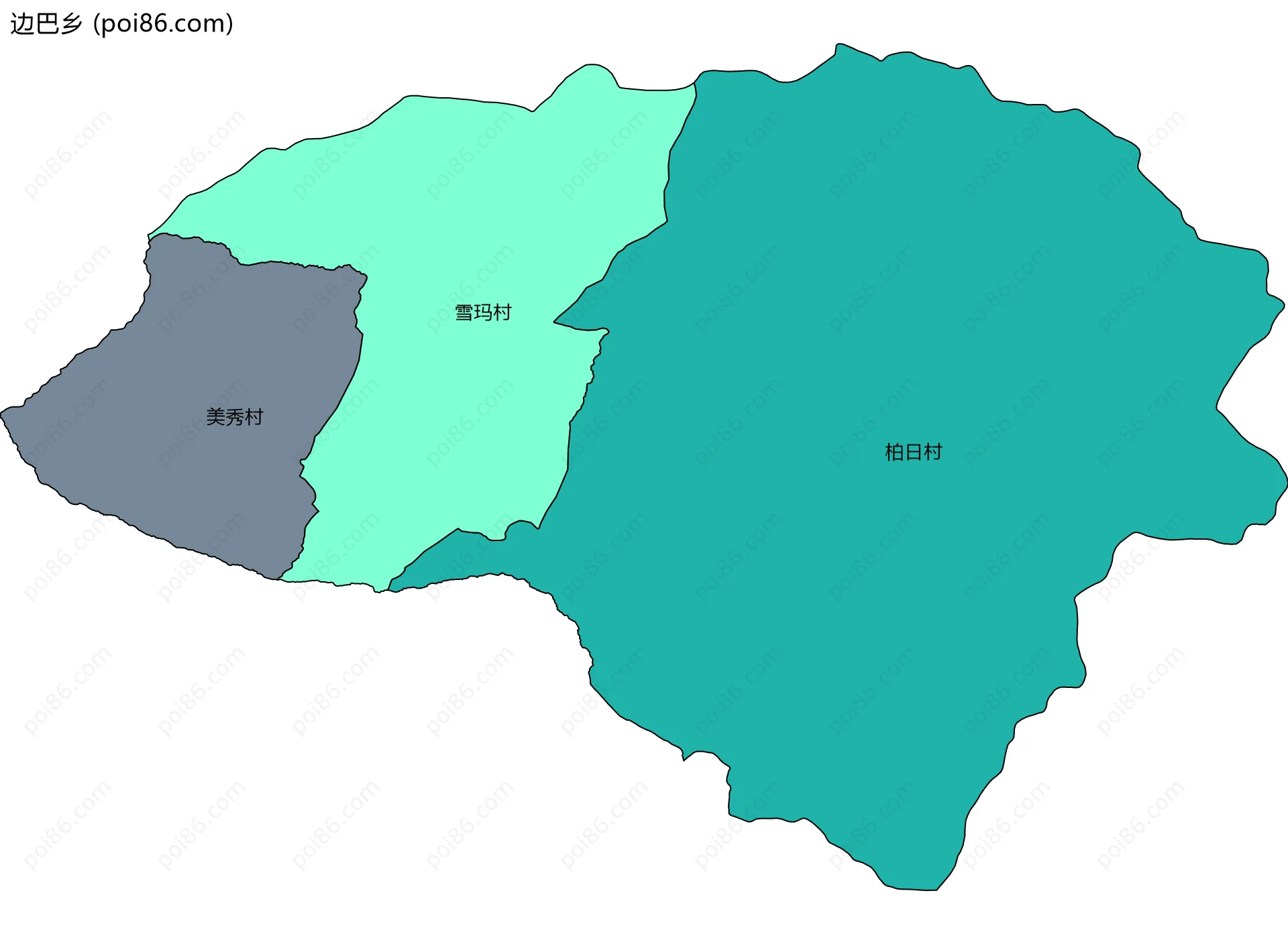 边巴乡边界地图(五级行政区划)