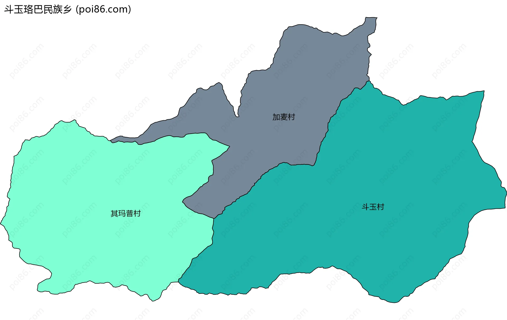 斗玉珞巴民族乡边界地图(五级行政区划)