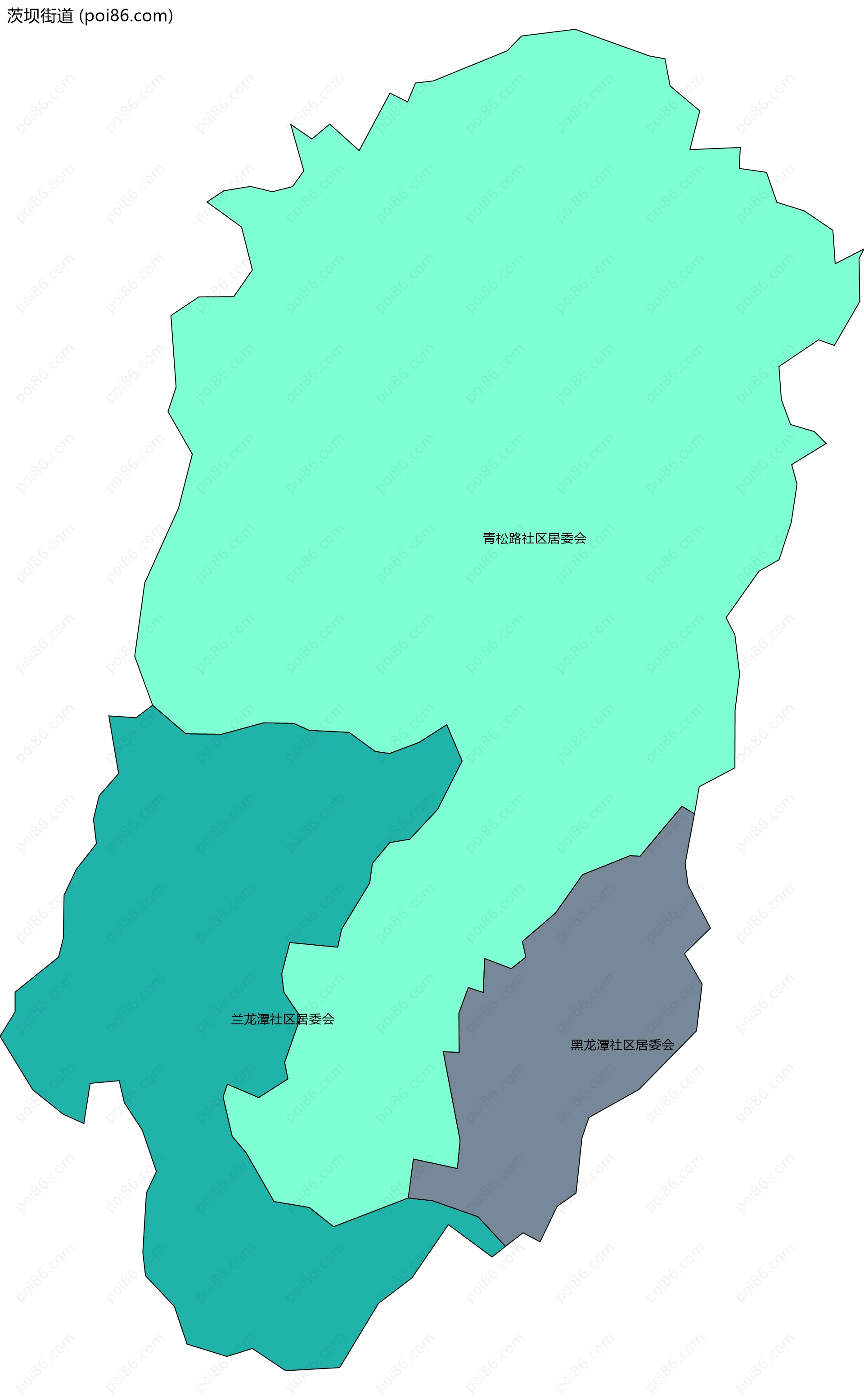 茨坝街道边界地图(五级行政区划)