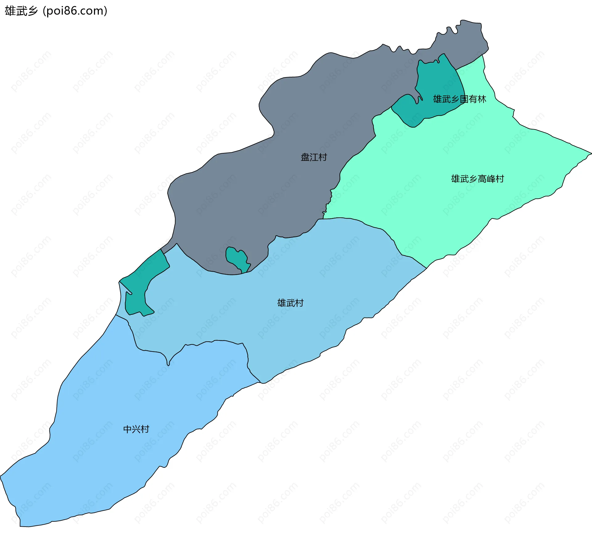 雄武乡边界地图(五级行政区划)