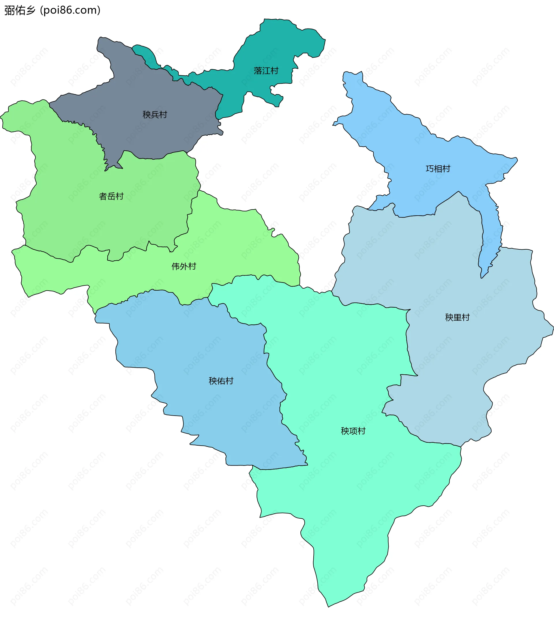 弼佑乡边界地图(五级行政区划)