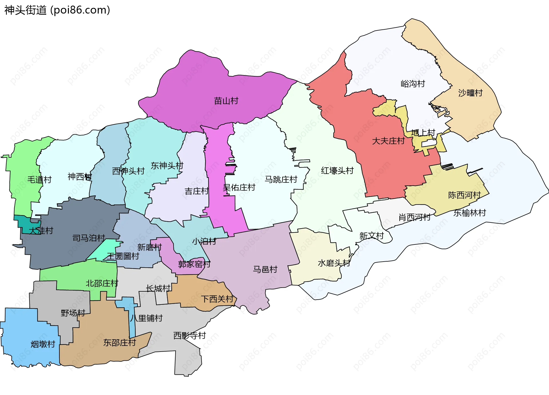 神头街道边界地图(五级行政区划)