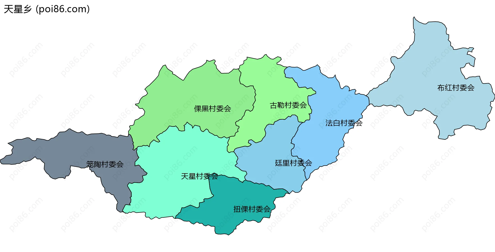 天星乡边界地图(五级行政区划)