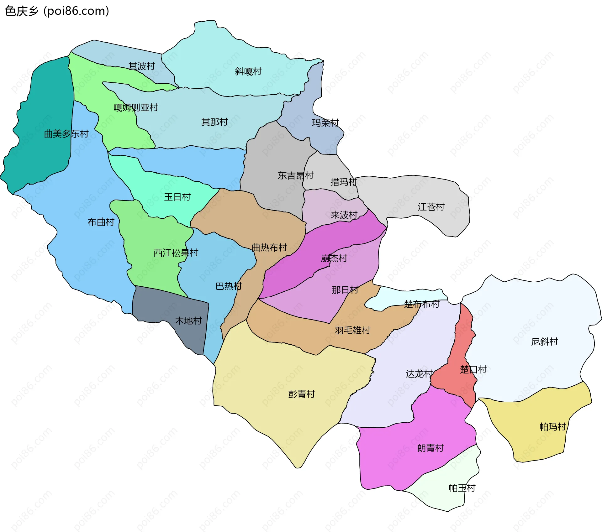 色庆乡边界地图(五级行政区划)