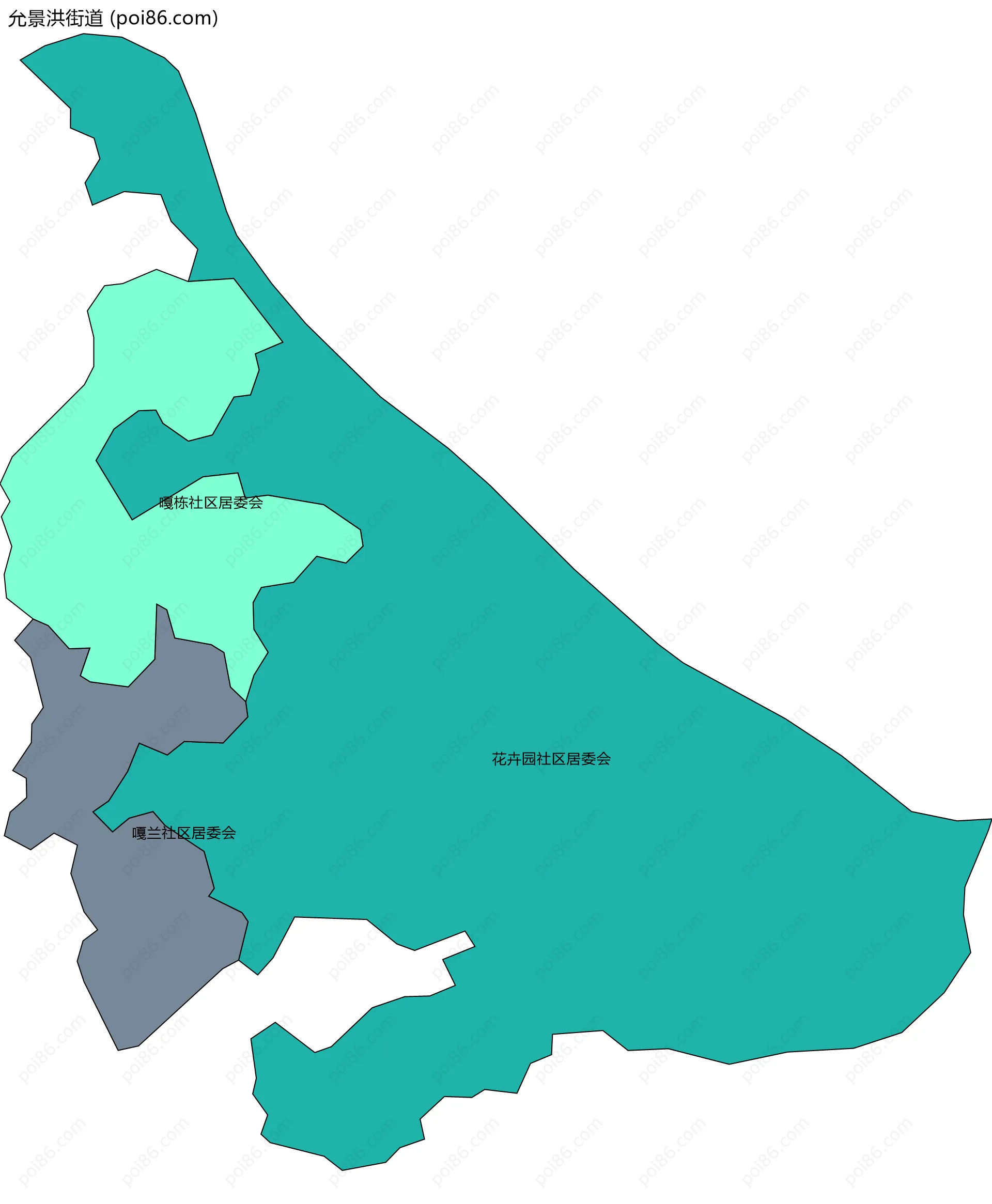 允景洪街道边界地图(五级行政区划)