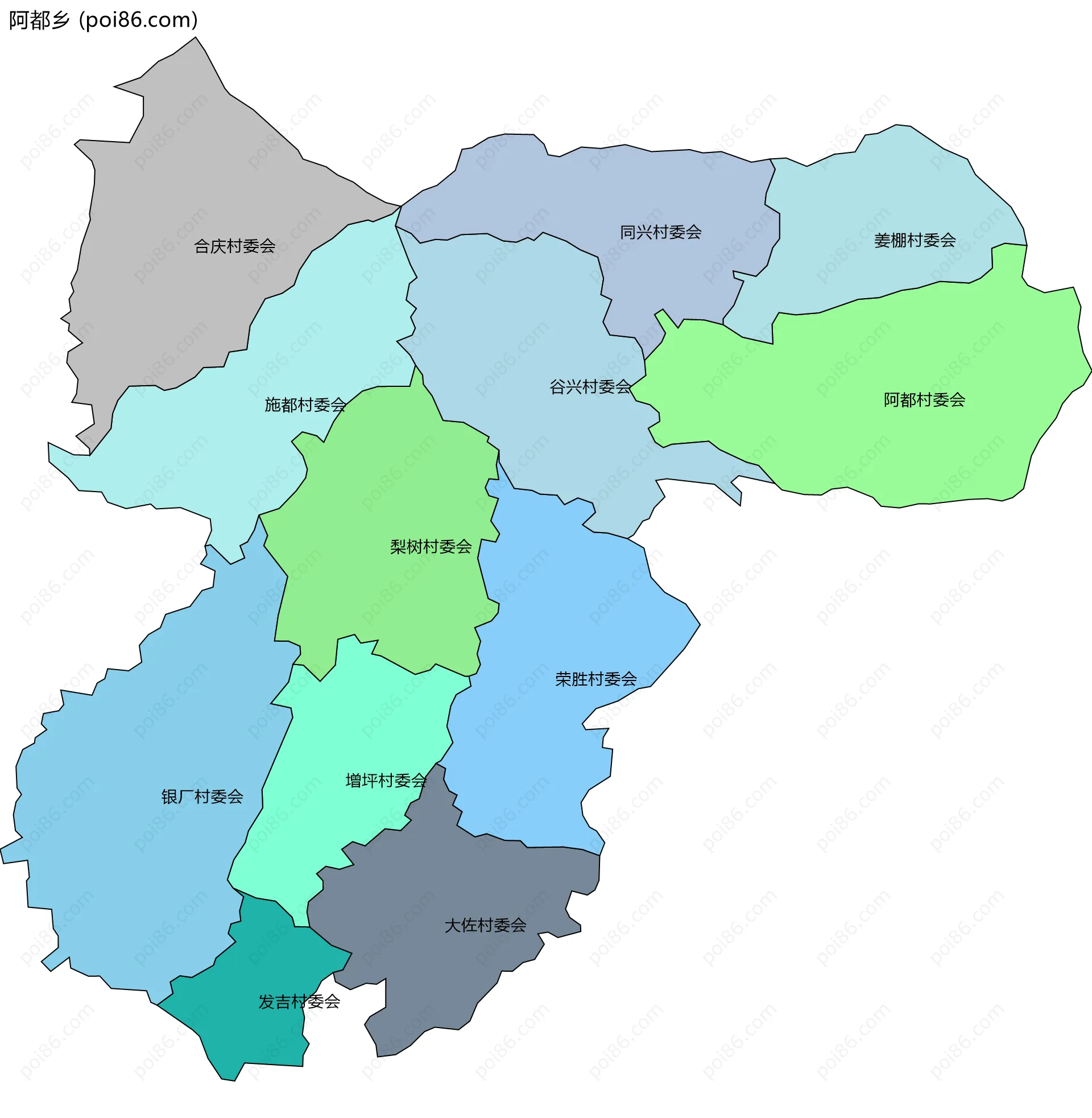 阿都乡边界地图(五级行政区划)