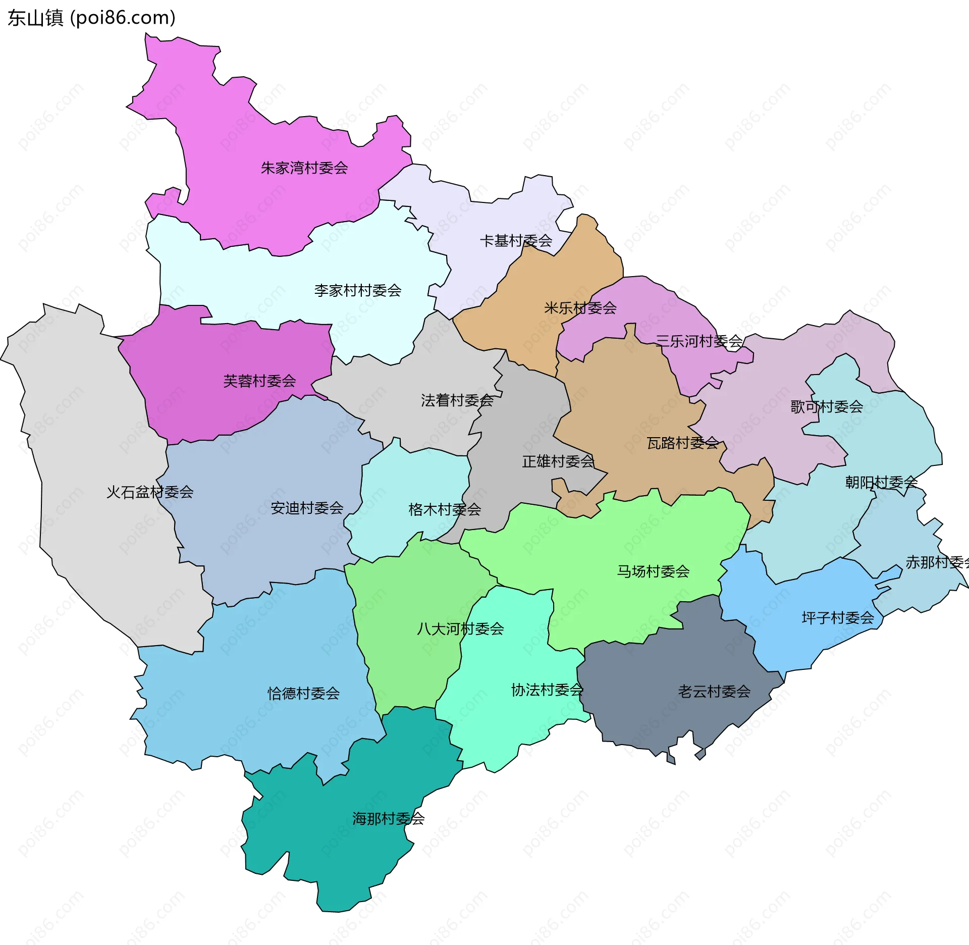 东山镇边界地图(五级行政区划)