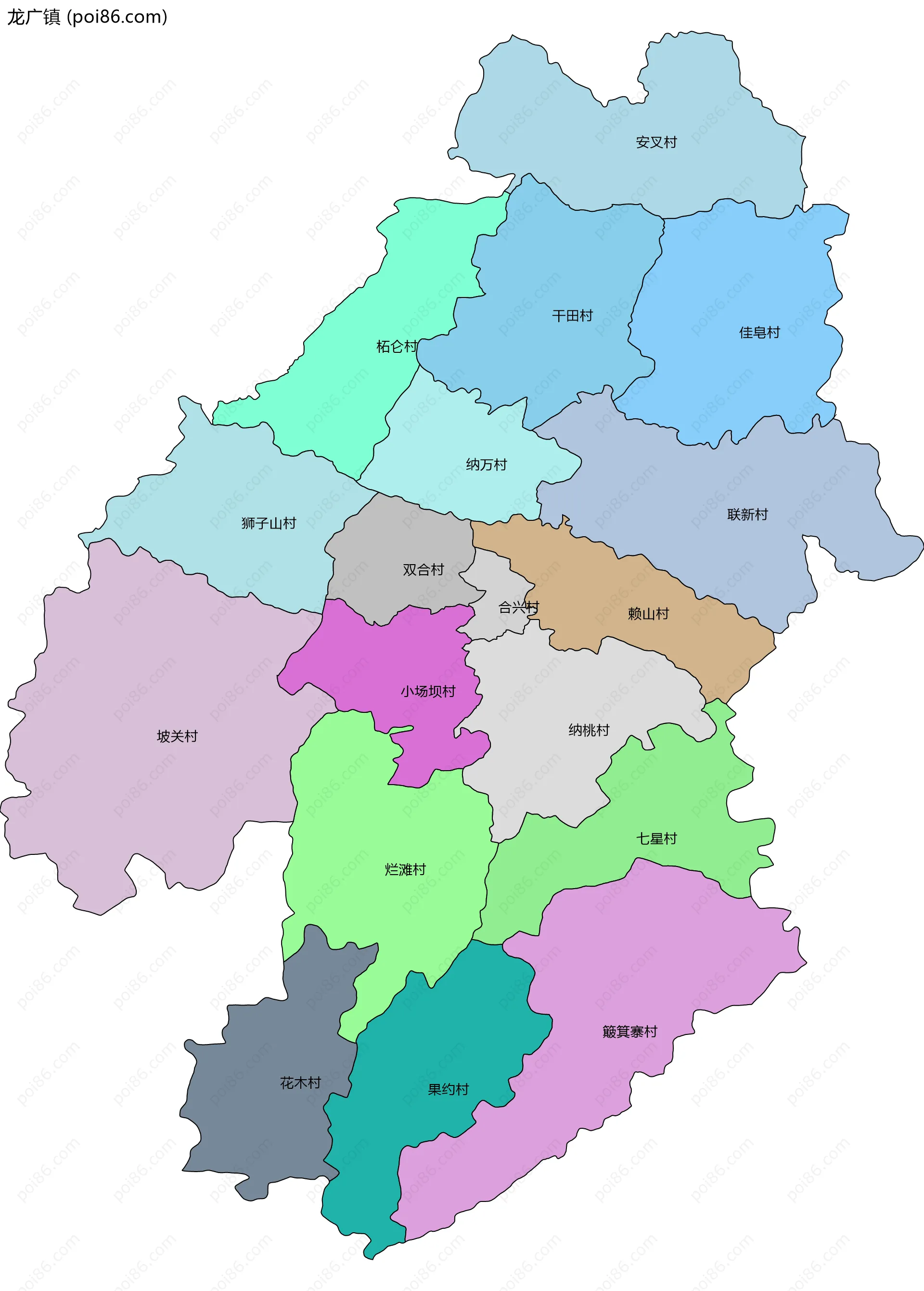 龙广镇边界地图(五级行政区划)