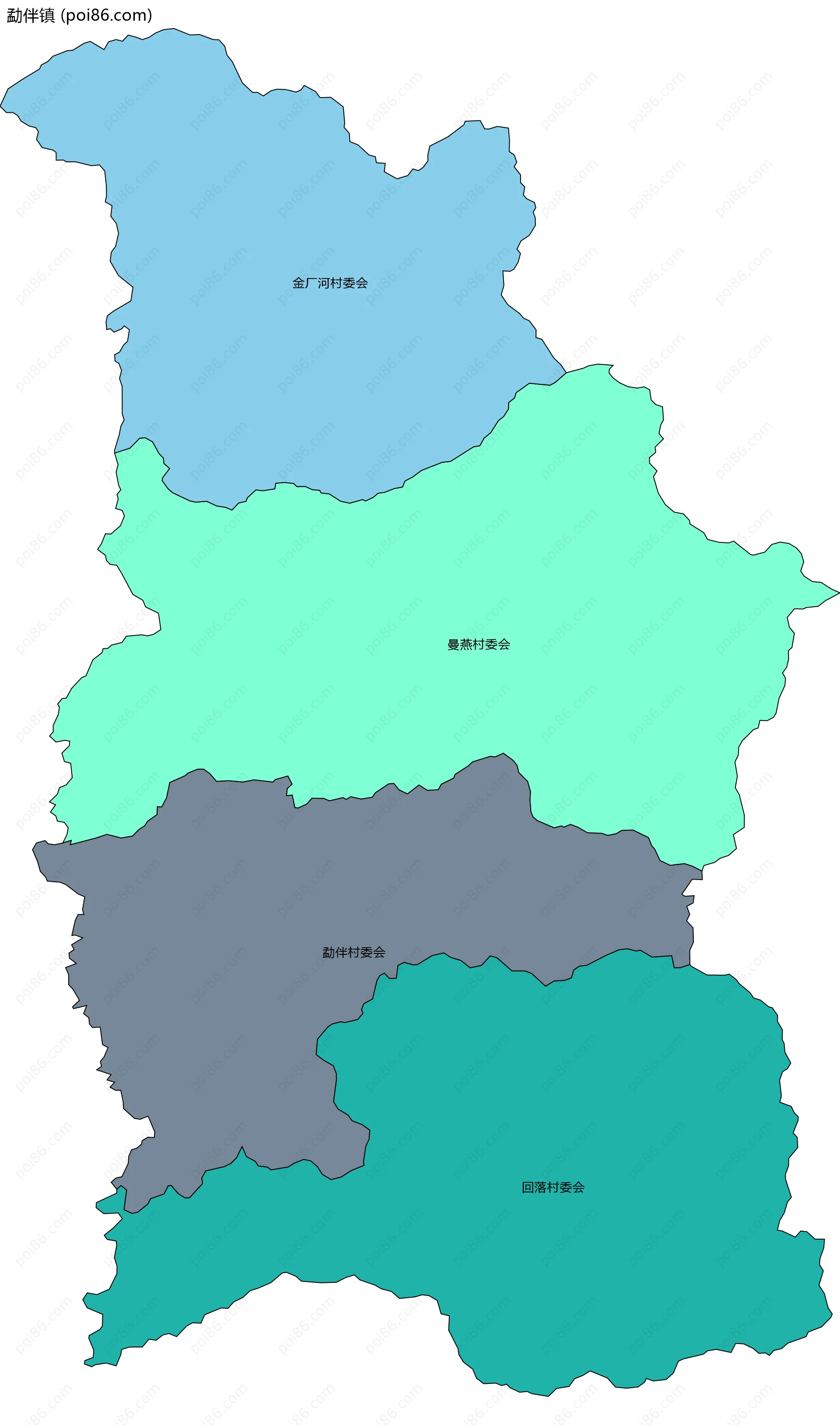 勐伴镇边界地图(五级行政区划)