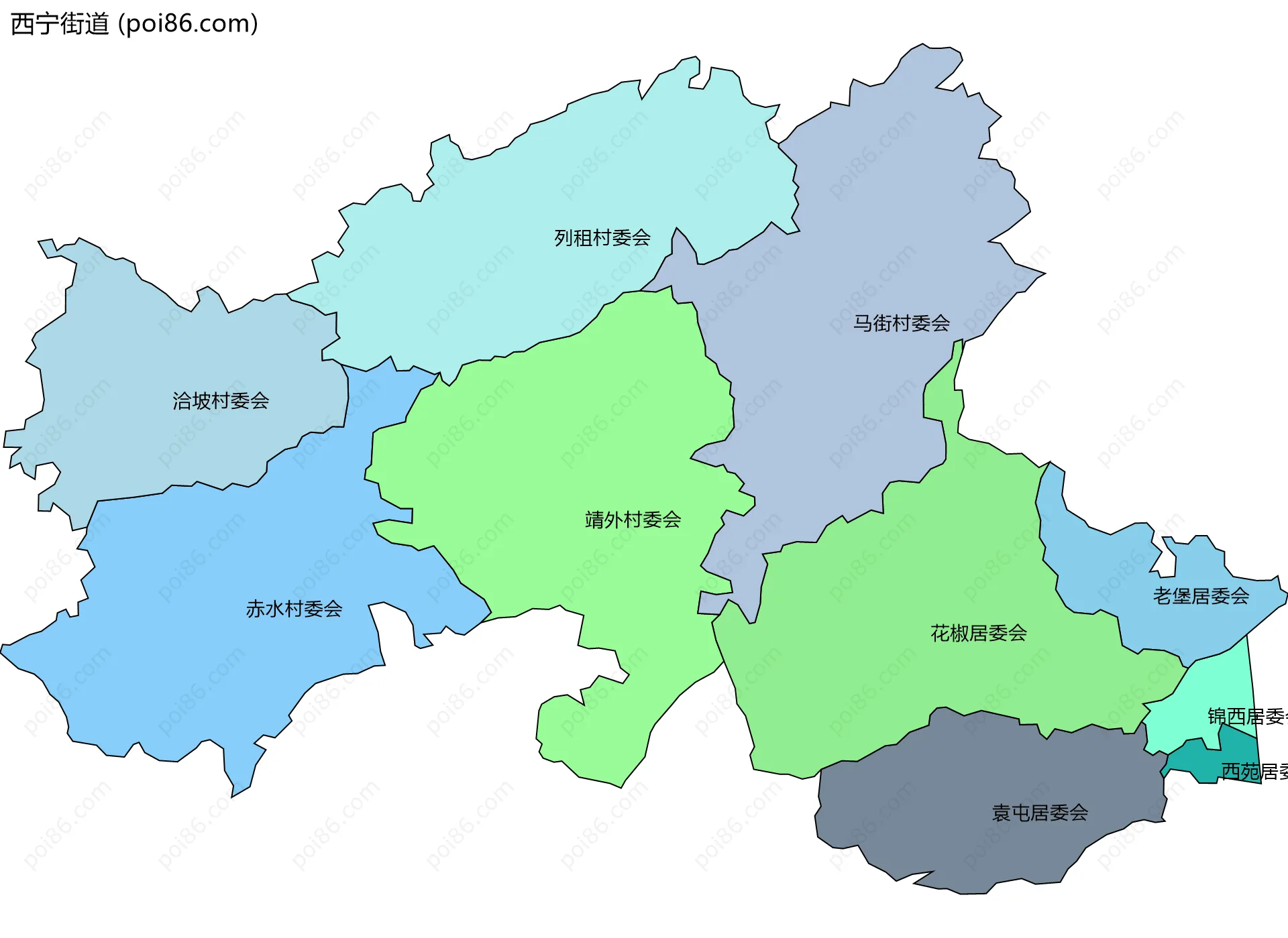 西宁街道边界地图(五级行政区划)