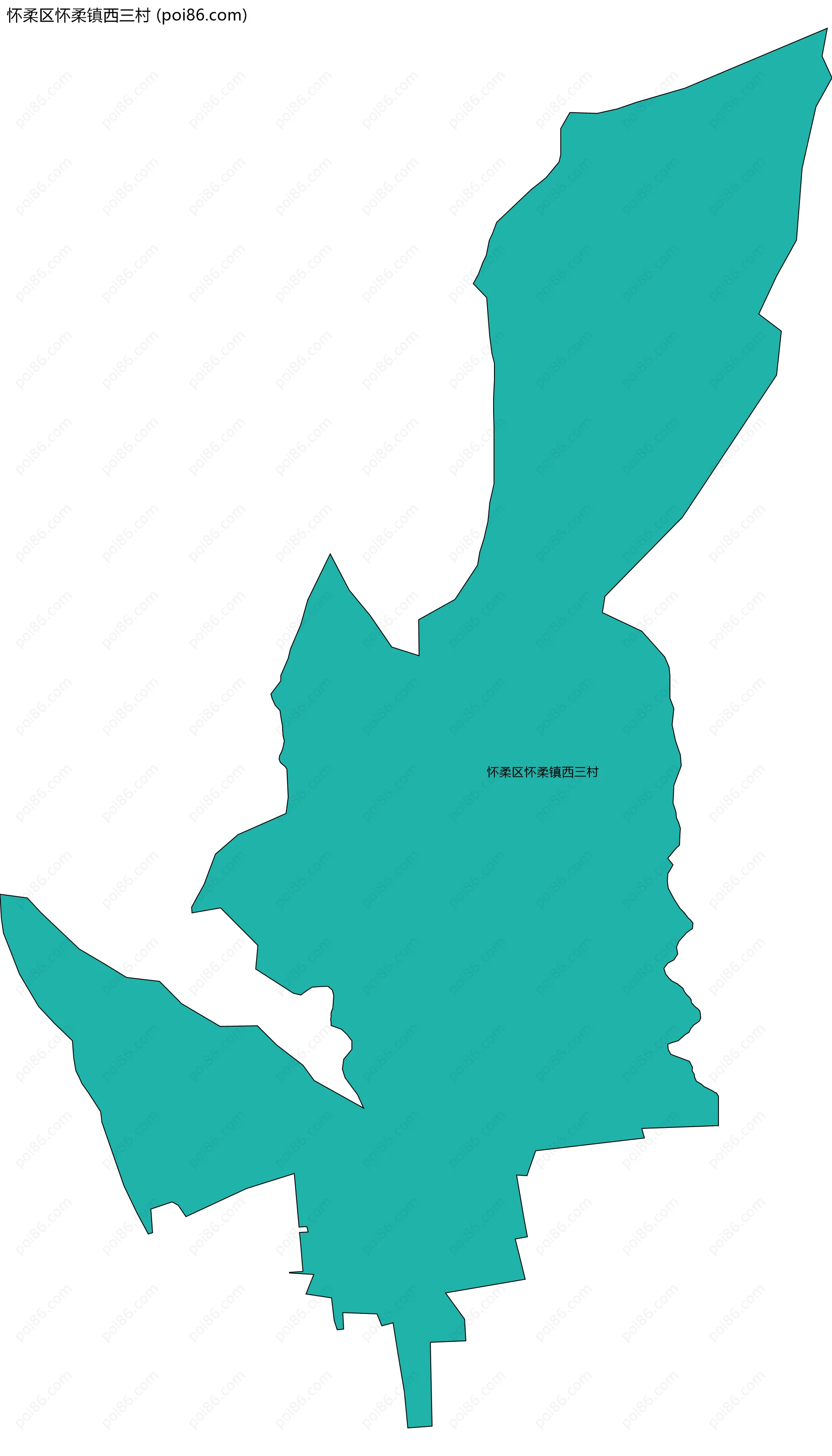 怀柔区怀柔镇西三村边界地图