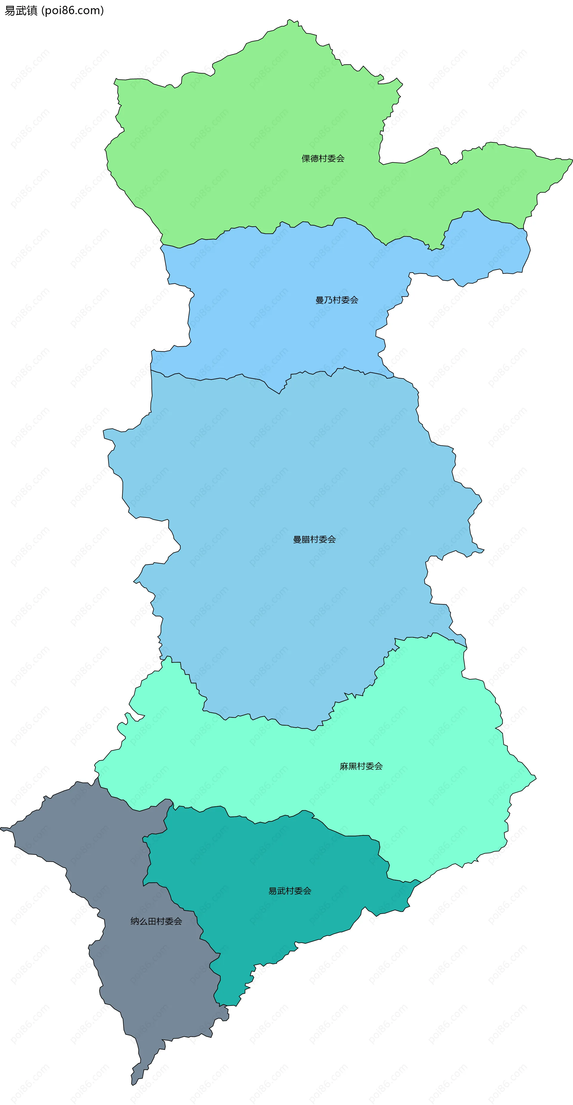 易武镇边界地图(五级行政区划)