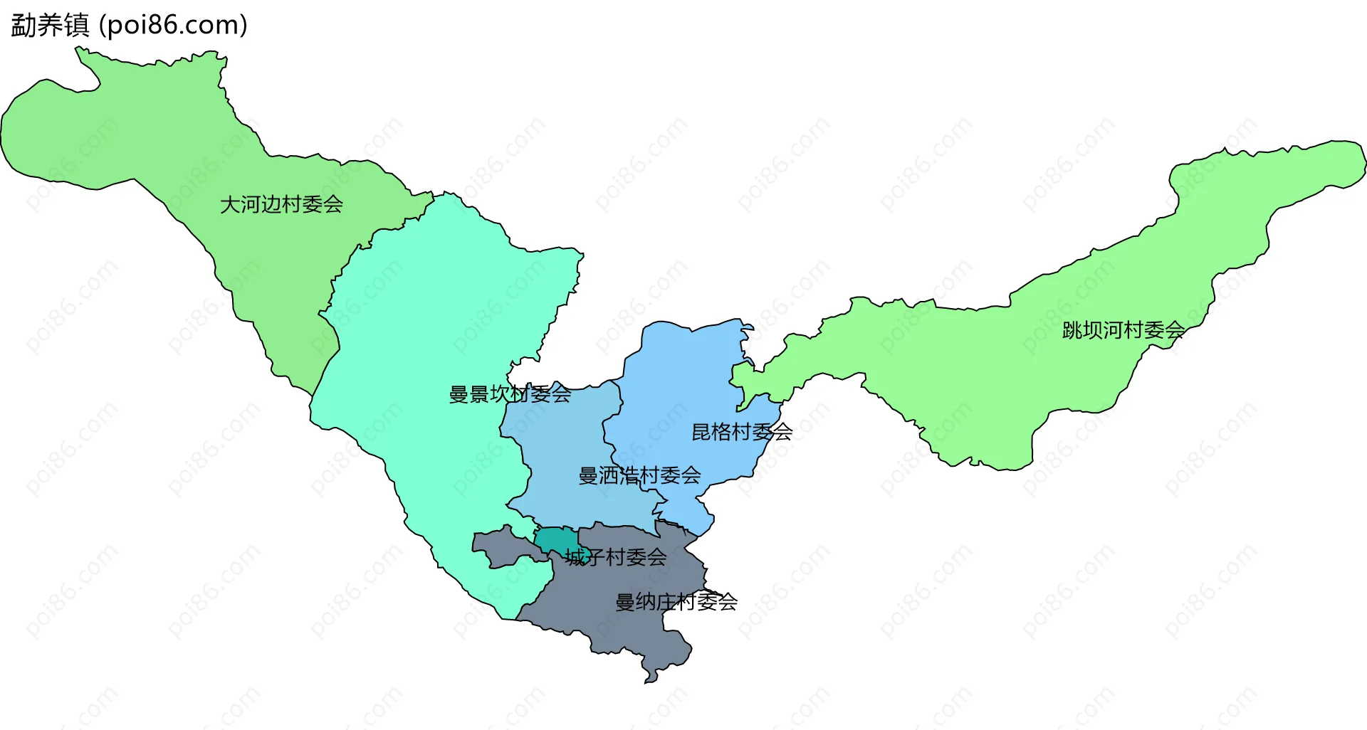 勐养镇边界地图(五级行政区划)