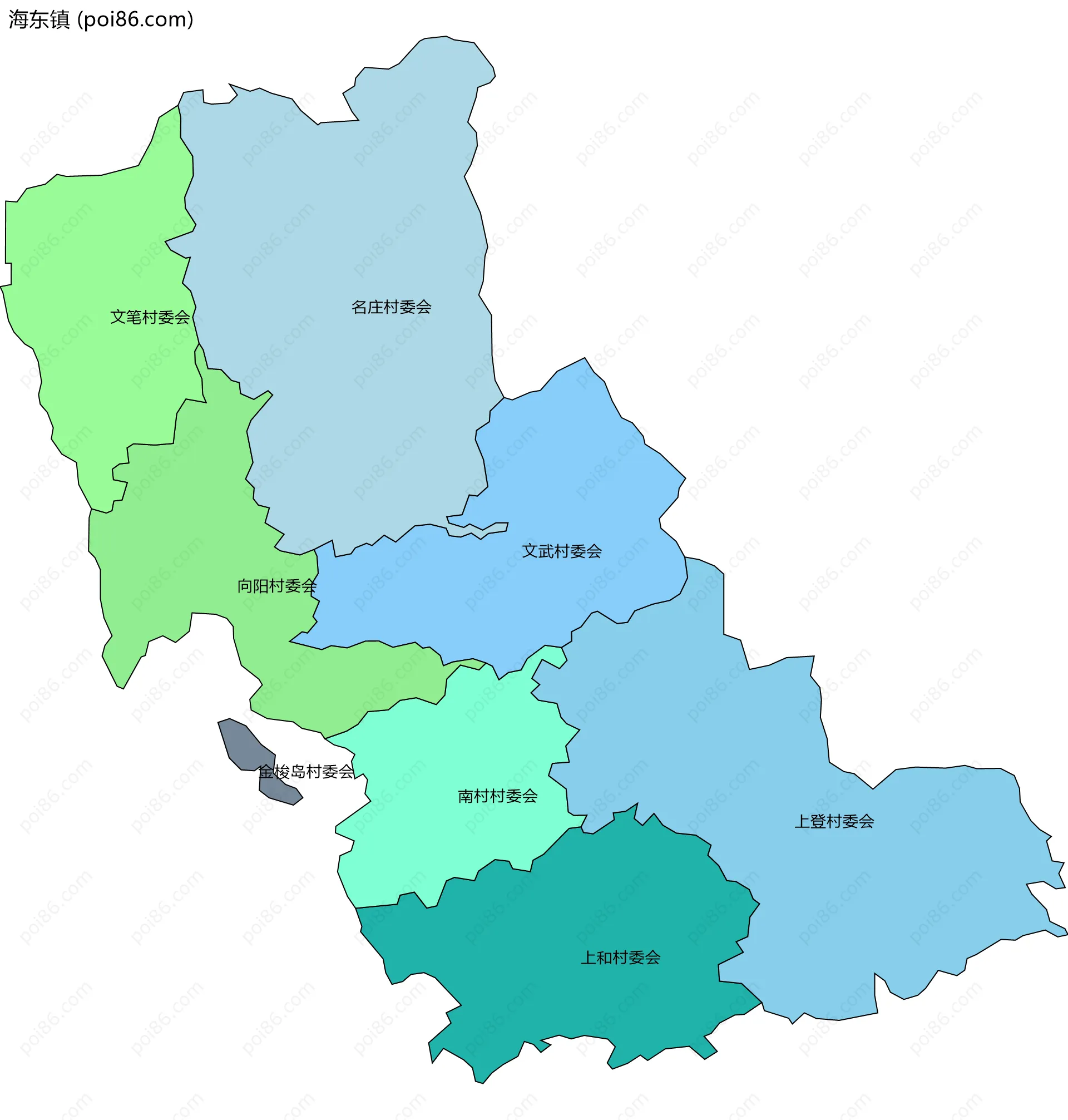 海东镇边界地图(五级行政区划)
