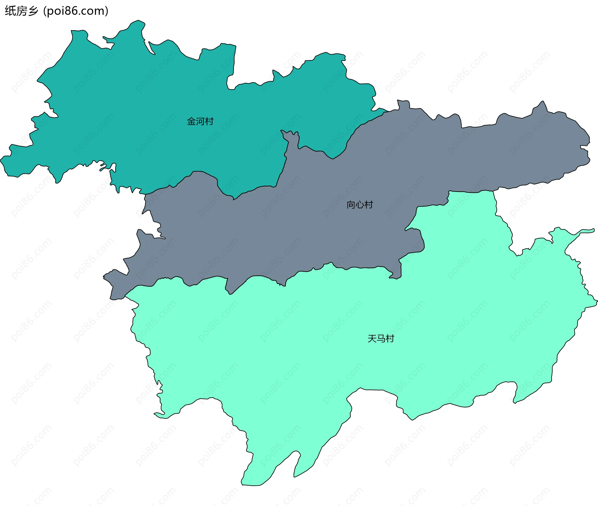 纸房乡边界地图(五级行政区划)