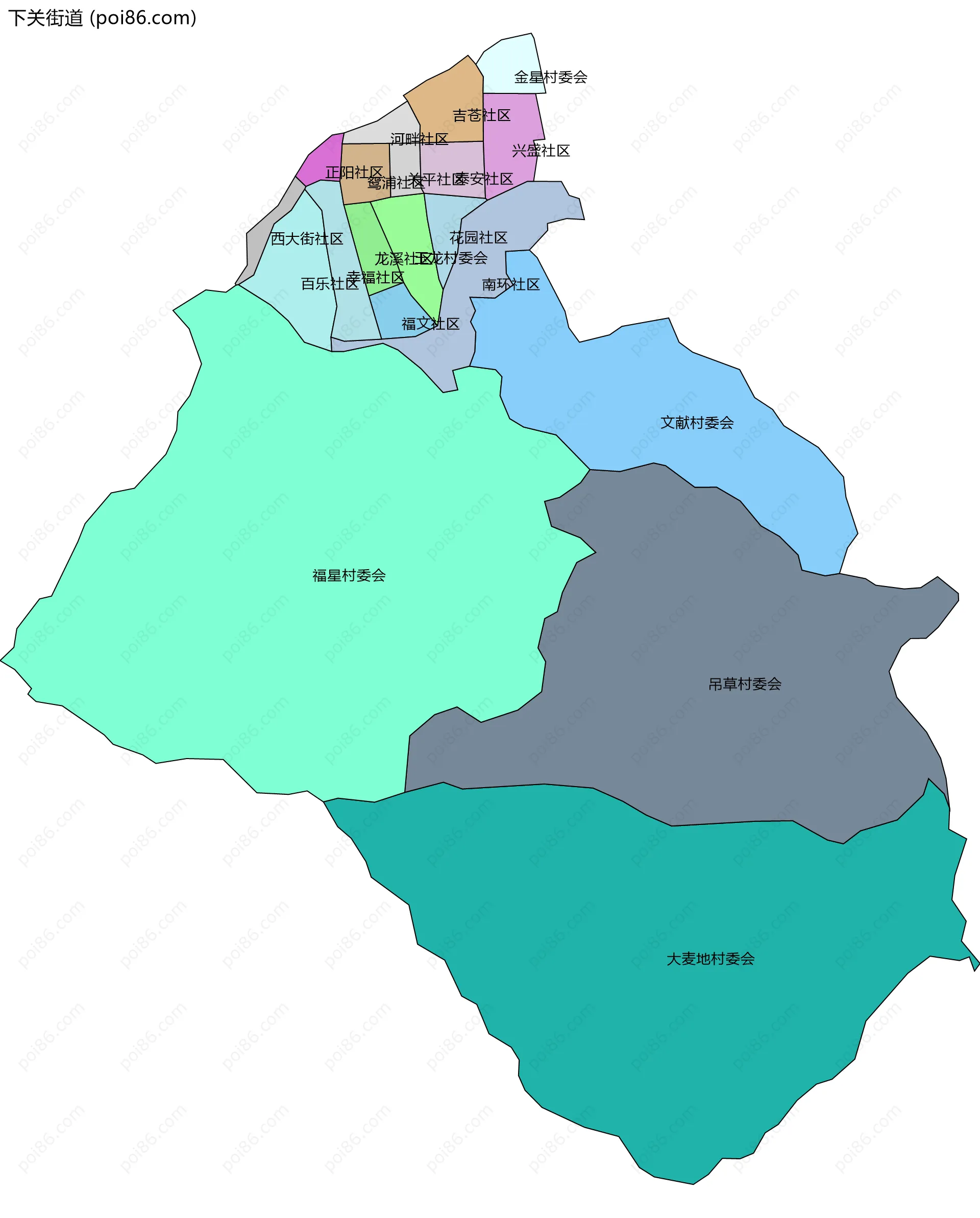 下关街道边界地图(五级行政区划)