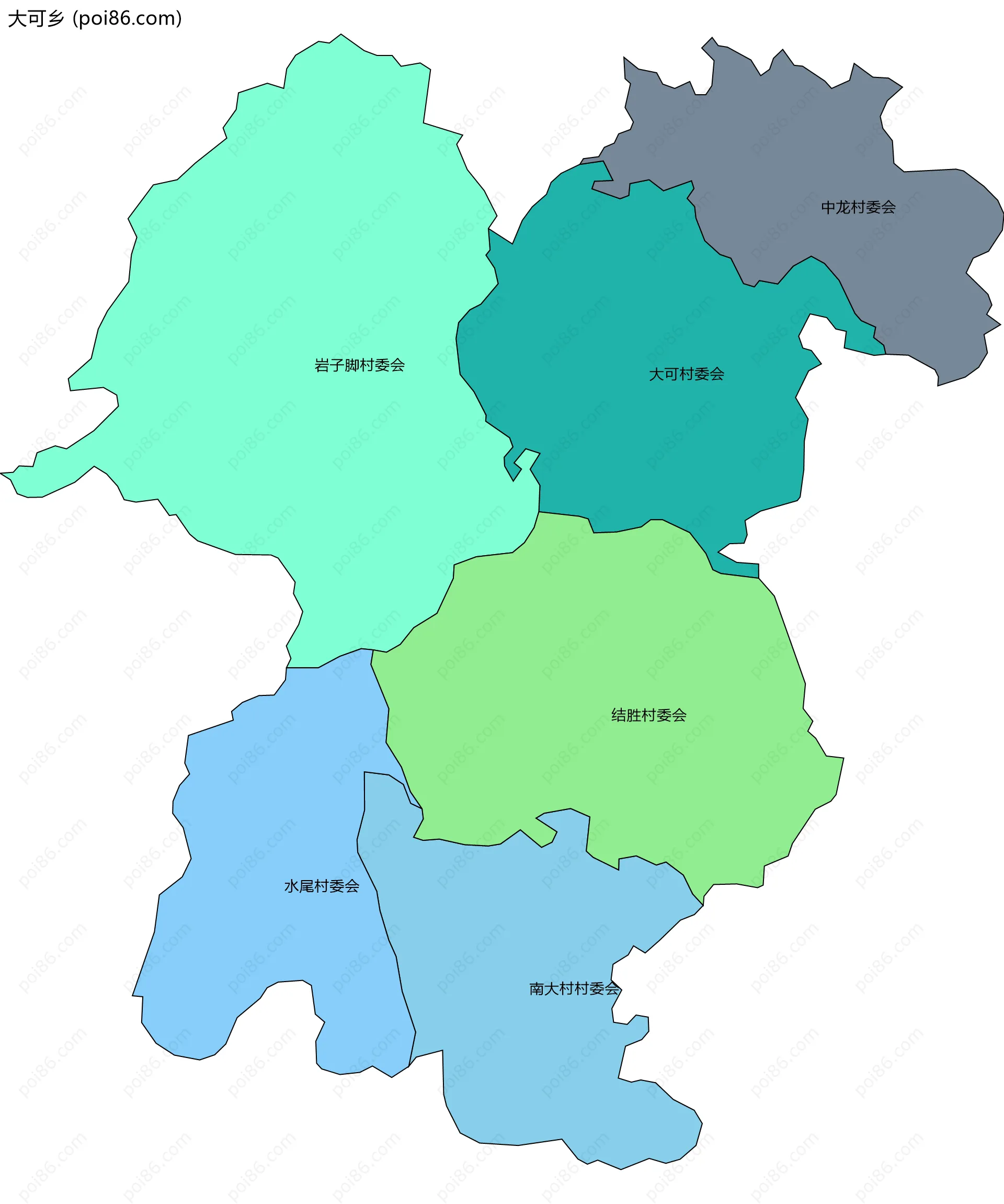 大可乡边界地图(五级行政区划)