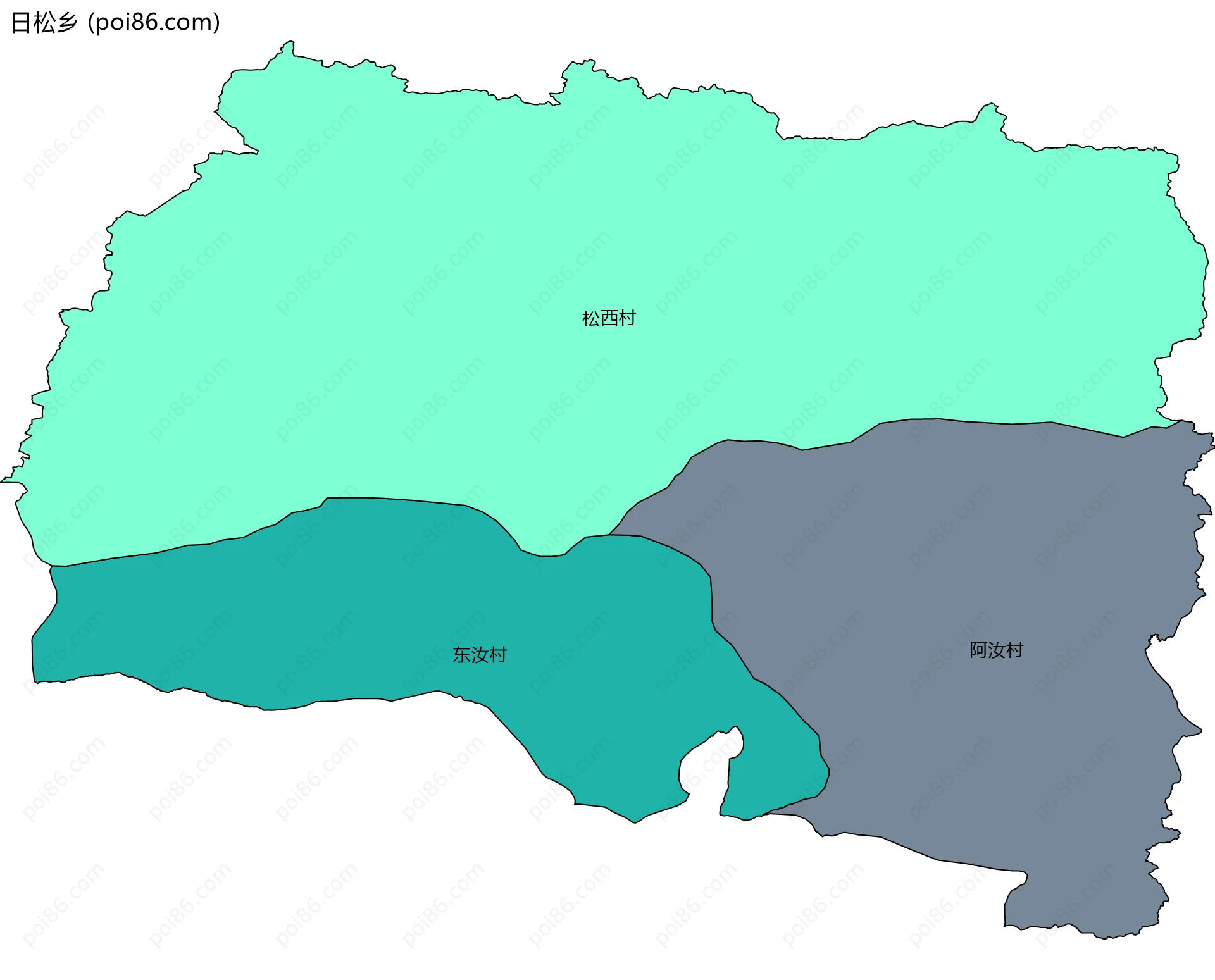 日松乡边界地图(五级行政区划)