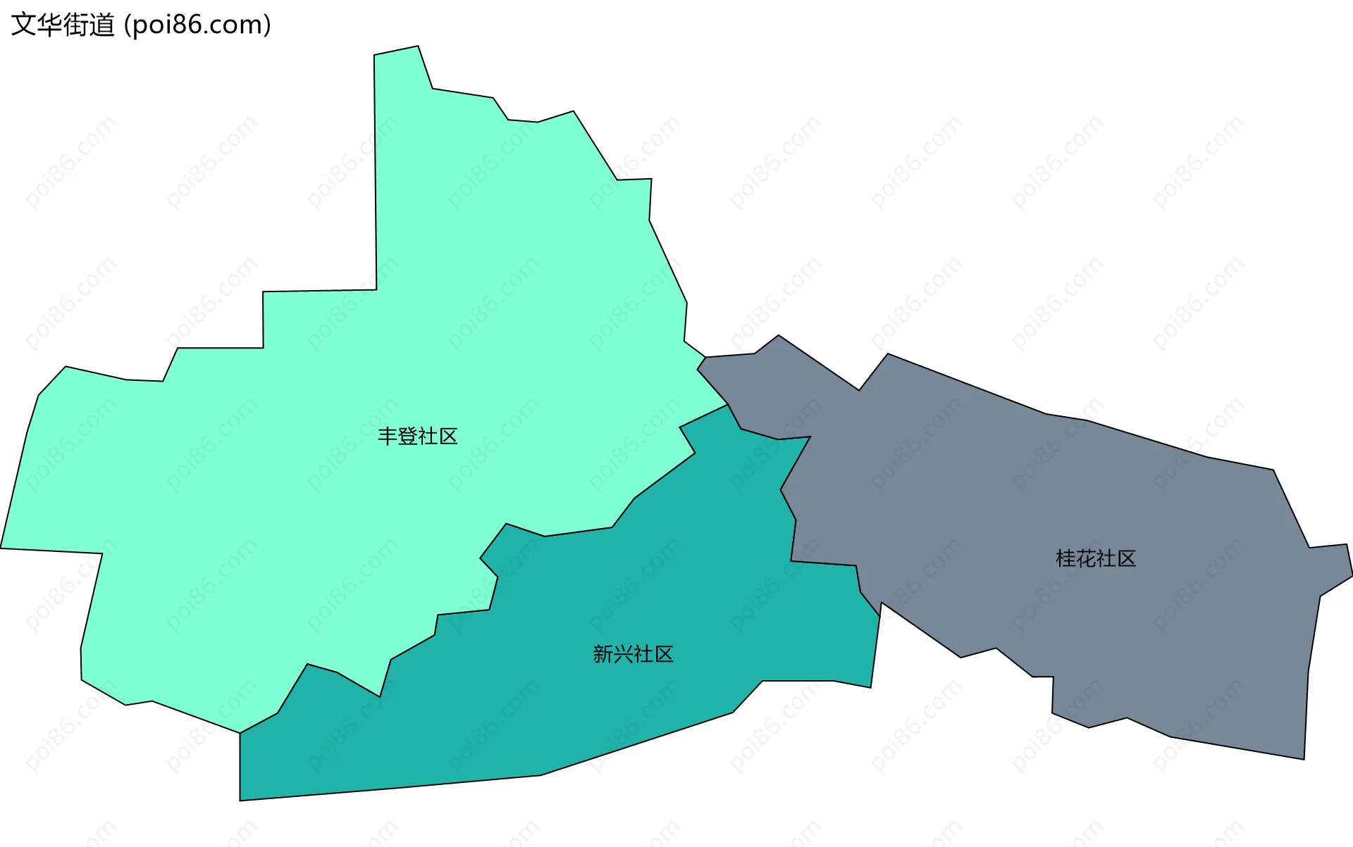 文华街道边界地图(五级行政区划)