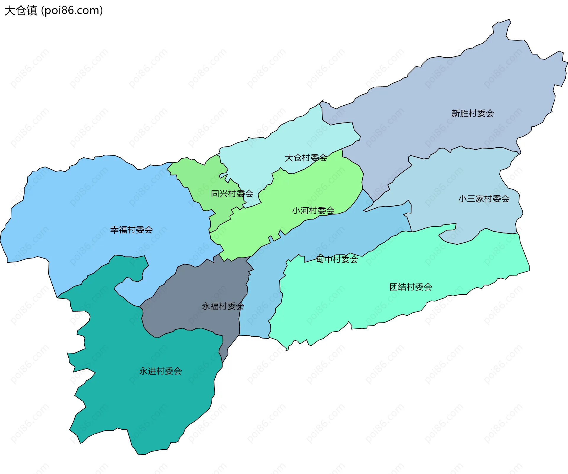 大仓镇边界地图(五级行政区划)