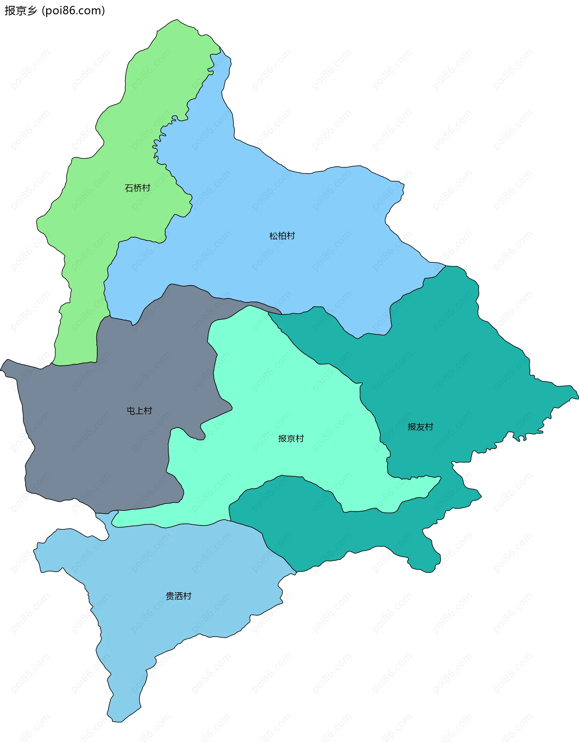 报京乡边界地图(五级行政区划)