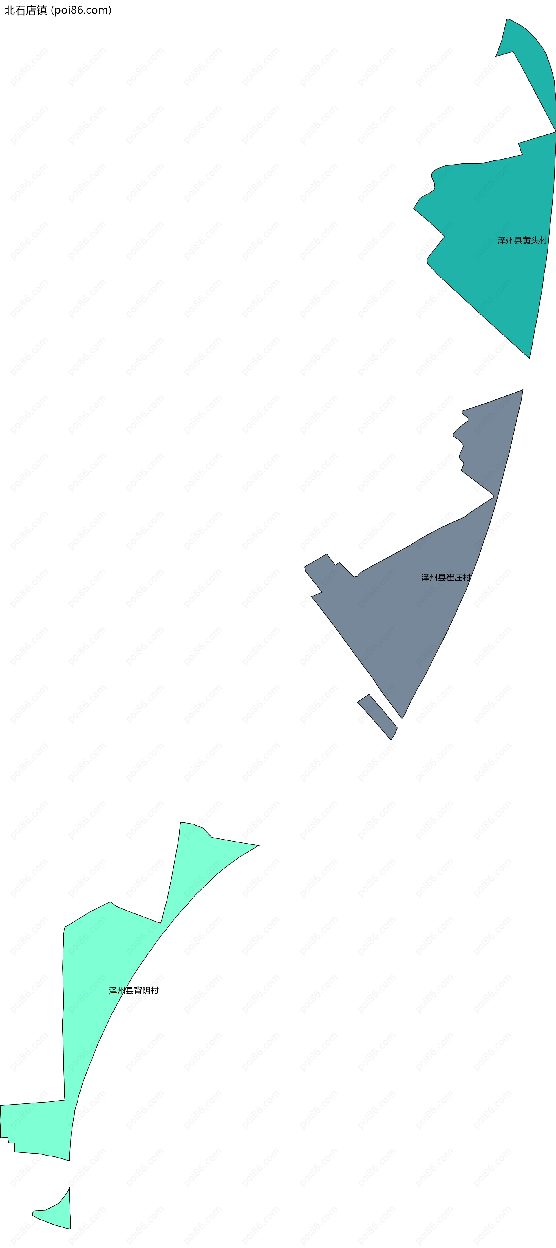 北石店镇边界地图(五级行政区划)