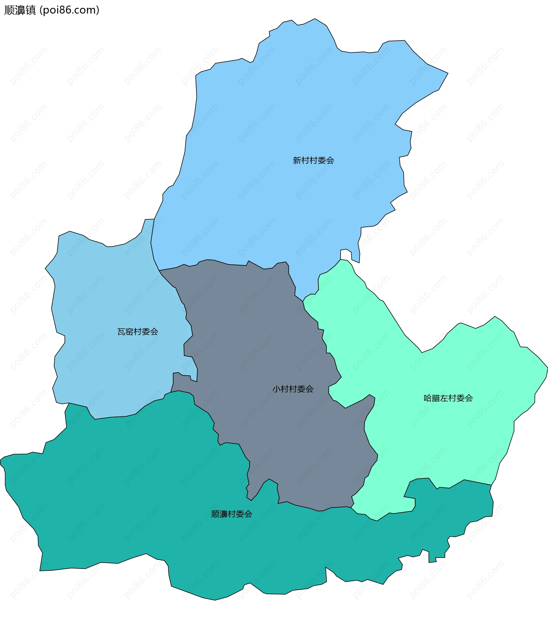 顺濞镇边界地图(五级行政区划)