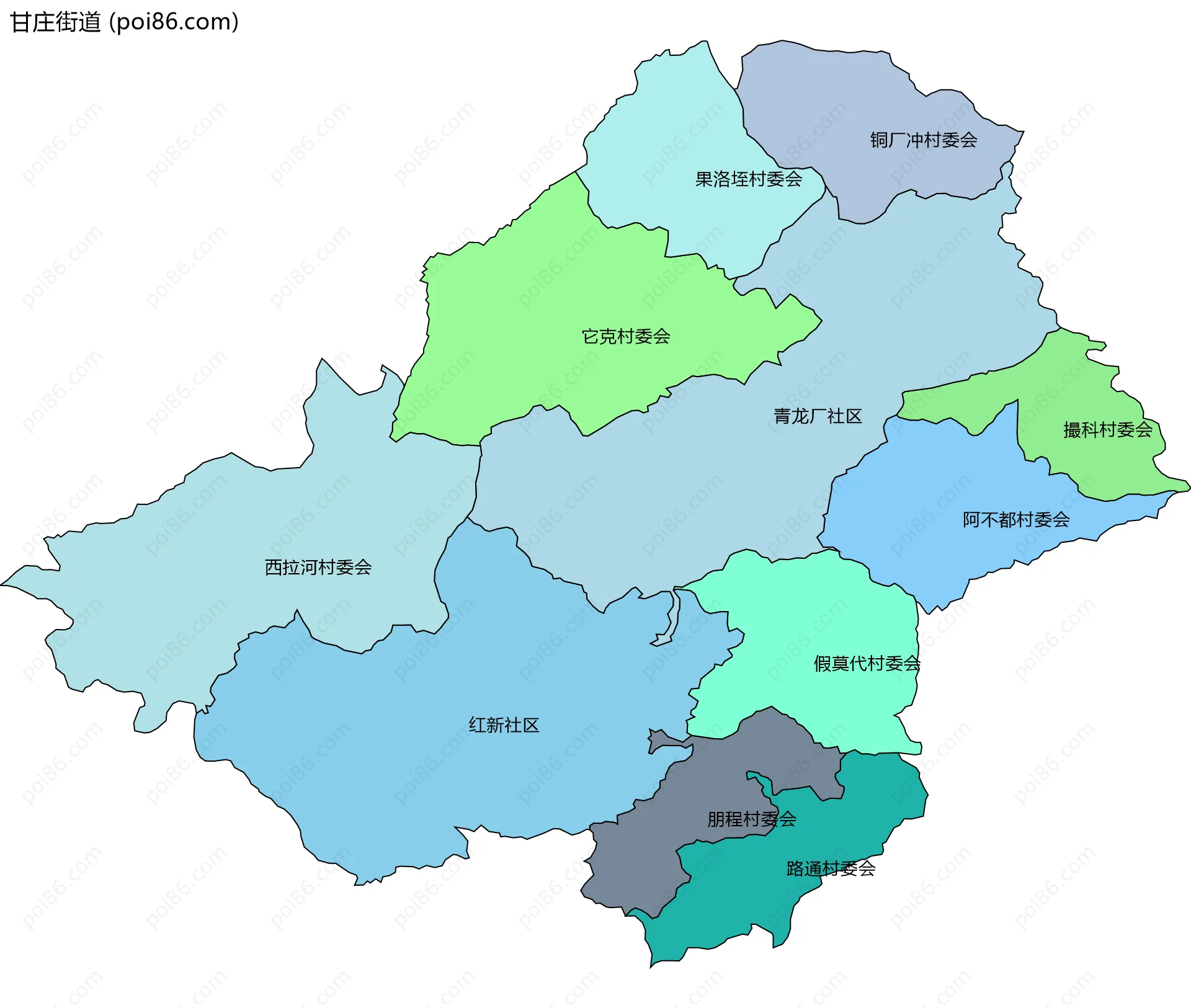 甘庄街道边界地图(五级行政区划)