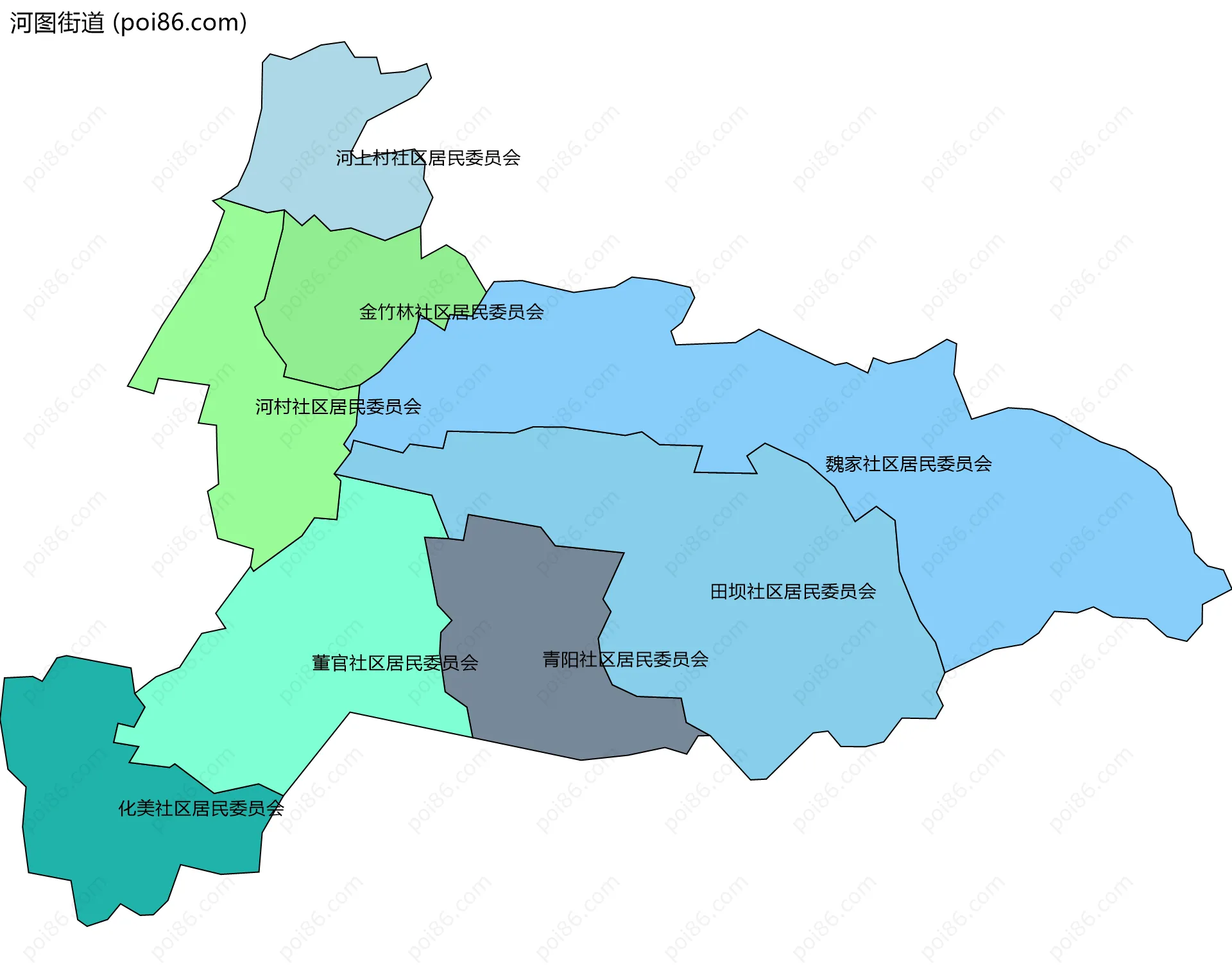 河图街道边界地图(五级行政区划)