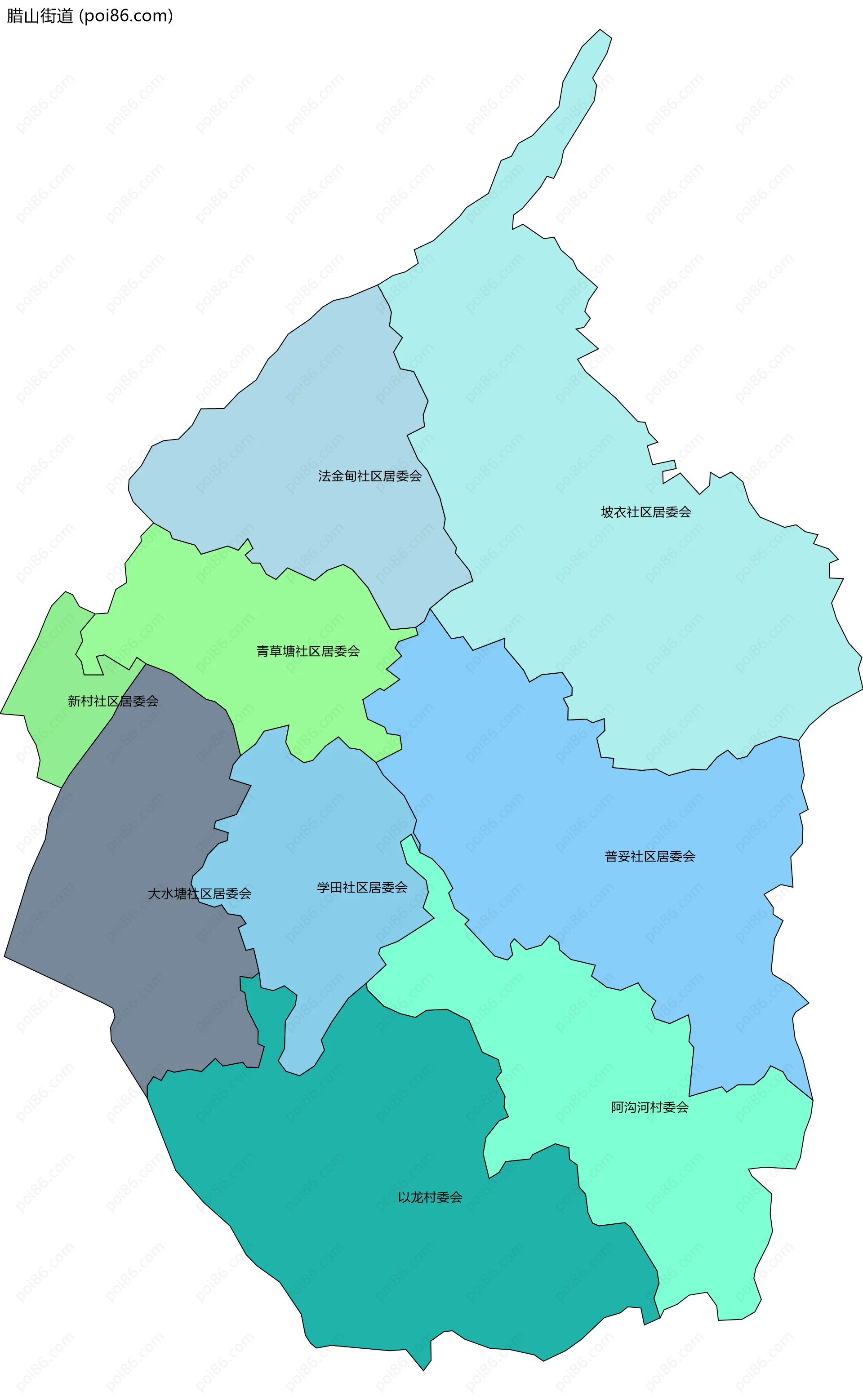 腊山街道边界地图(五级行政区划)