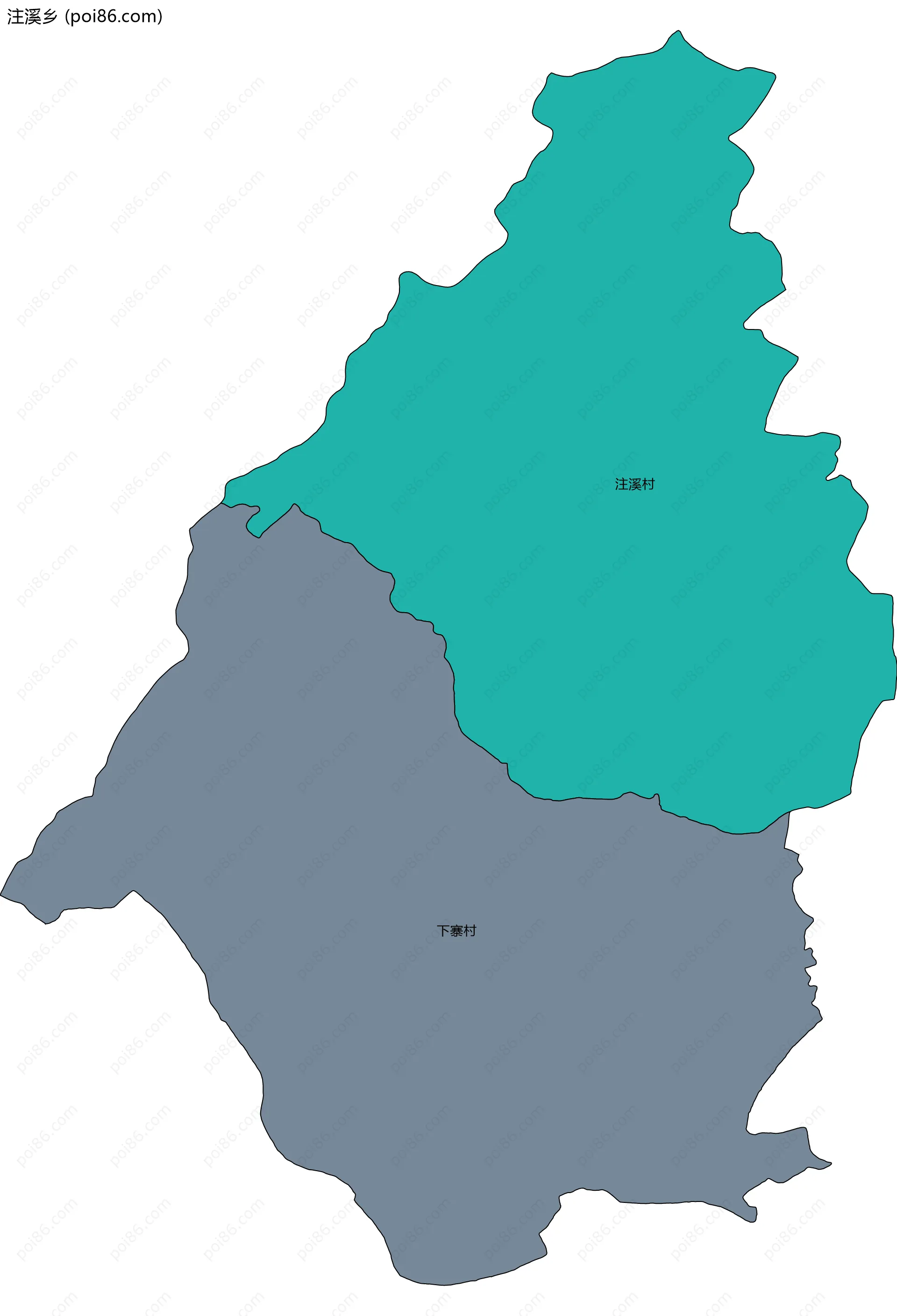 注溪乡边界地图(五级行政区划)